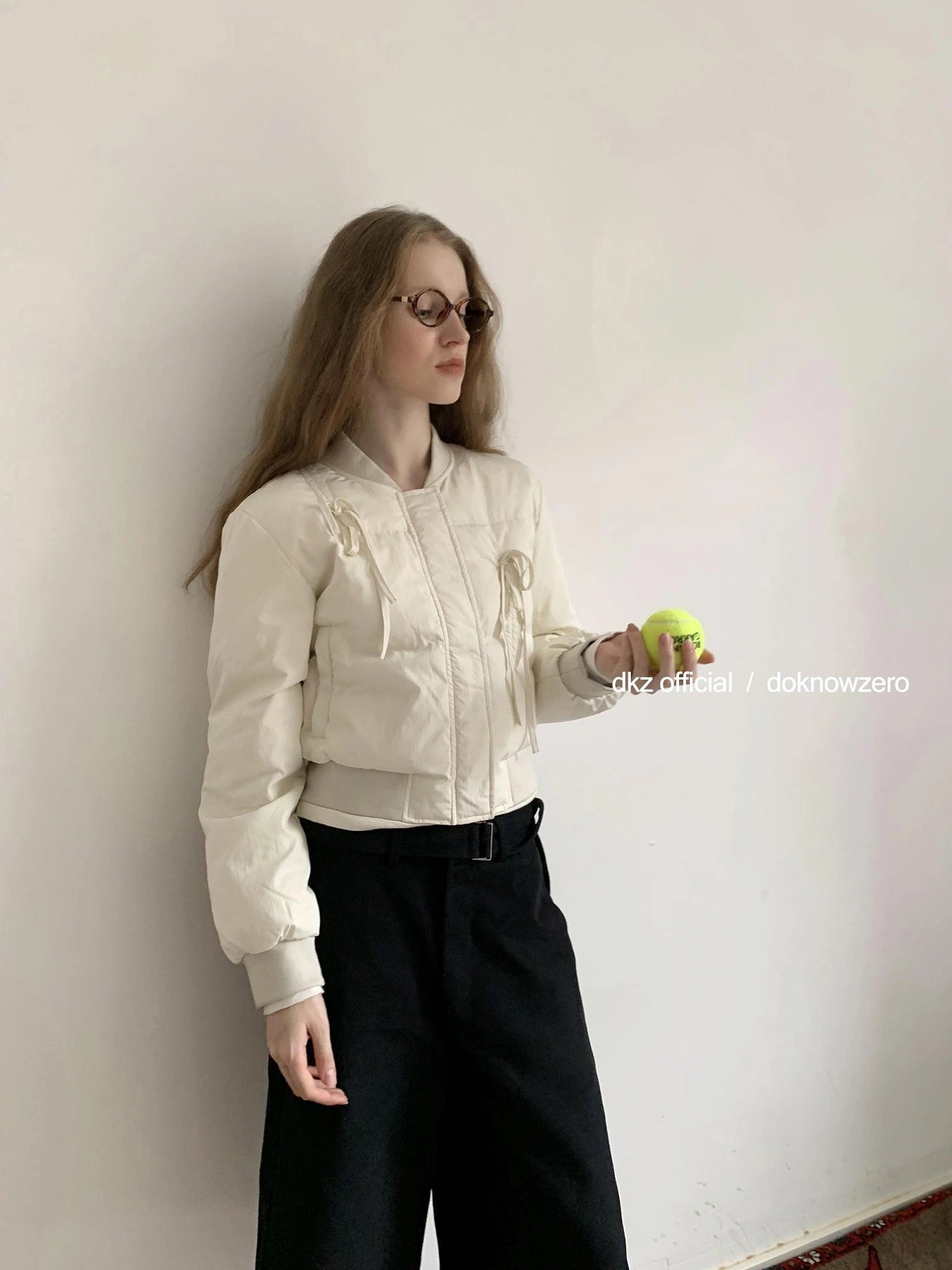 DKZ OFFICIAL Short Padded Jacket For Women Slim Fit Letter Print Autumn Winter Coat