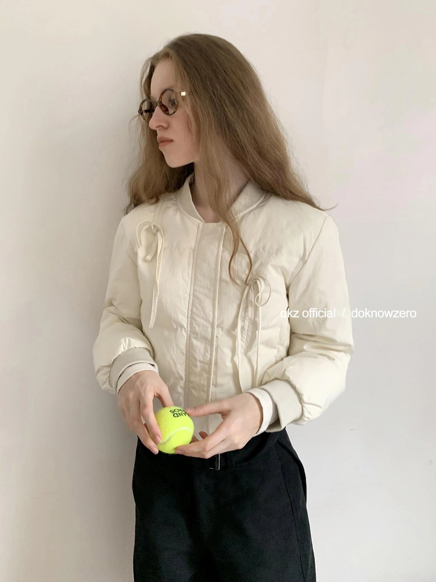 DKZ OFFICIAL Short Padded Jacket For Women Slim Fit Letter Print Autumn Winter Coat