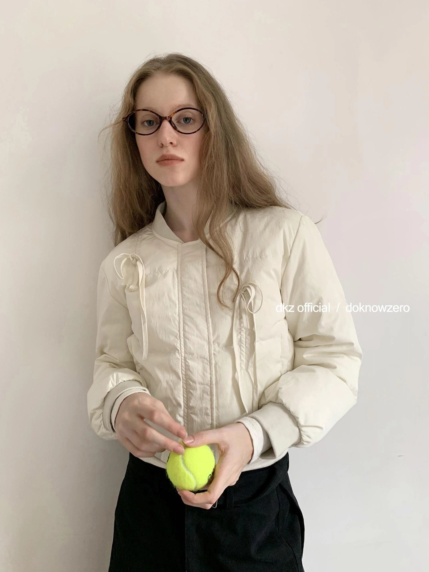 DKZ OFFICIAL Short Padded Jacket For Women Slim Fit Letter Print Autumn Winter Coat