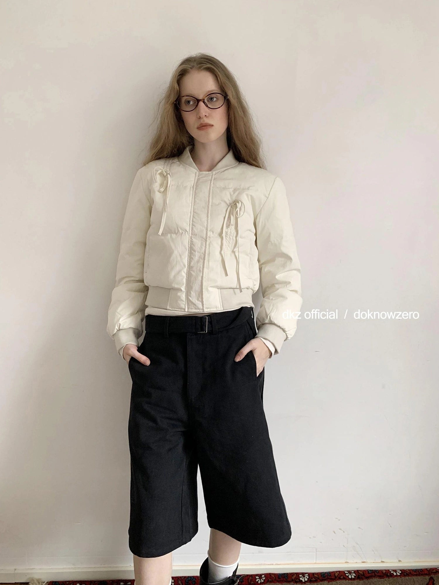 DKZ OFFICIAL Short Padded Jacket For Women Slim Fit Letter Print Autumn Winter Coat