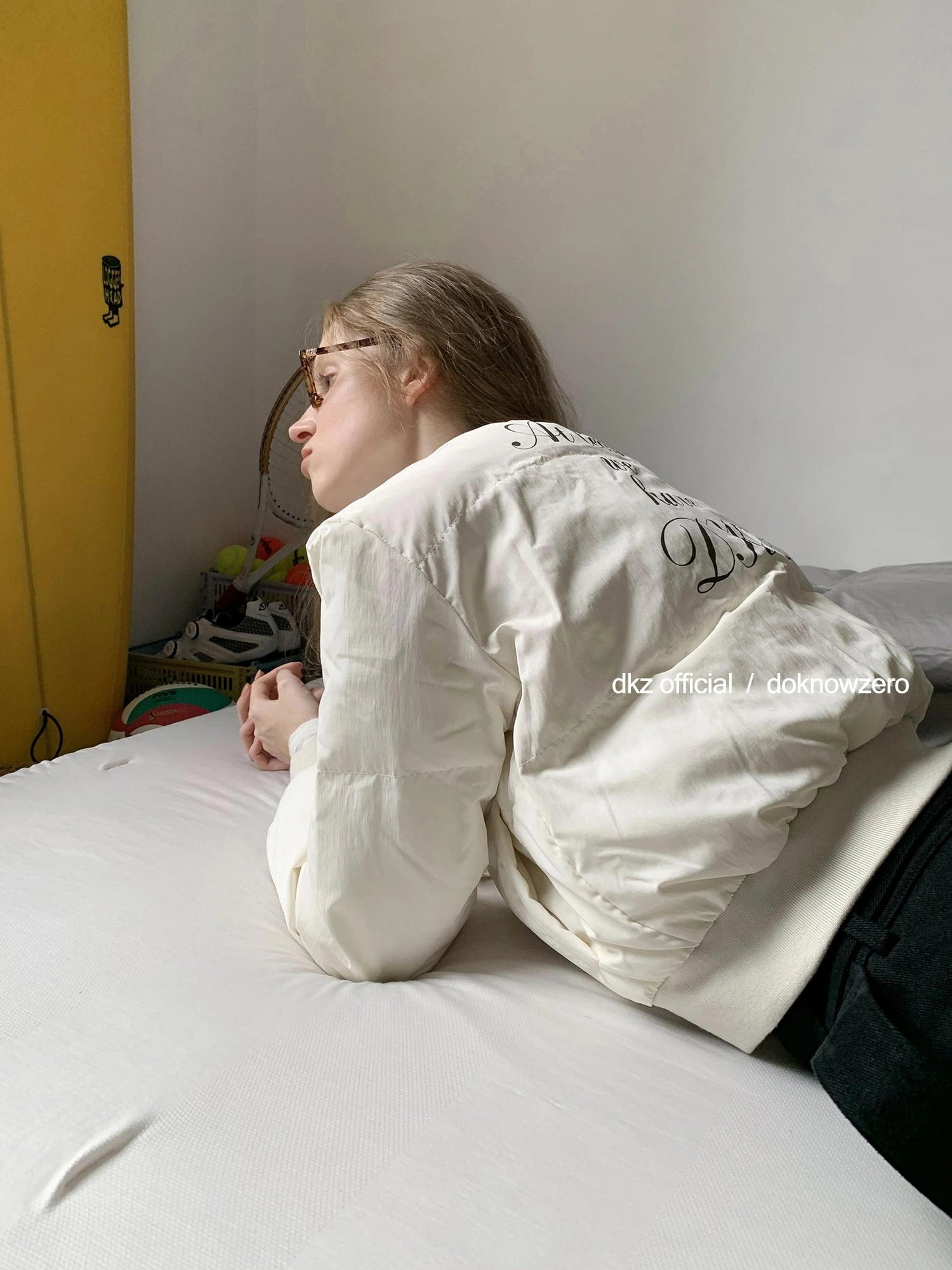 DKZ OFFICIAL Short Padded Jacket For Women Slim Fit Letter Print Autumn Winter Coat