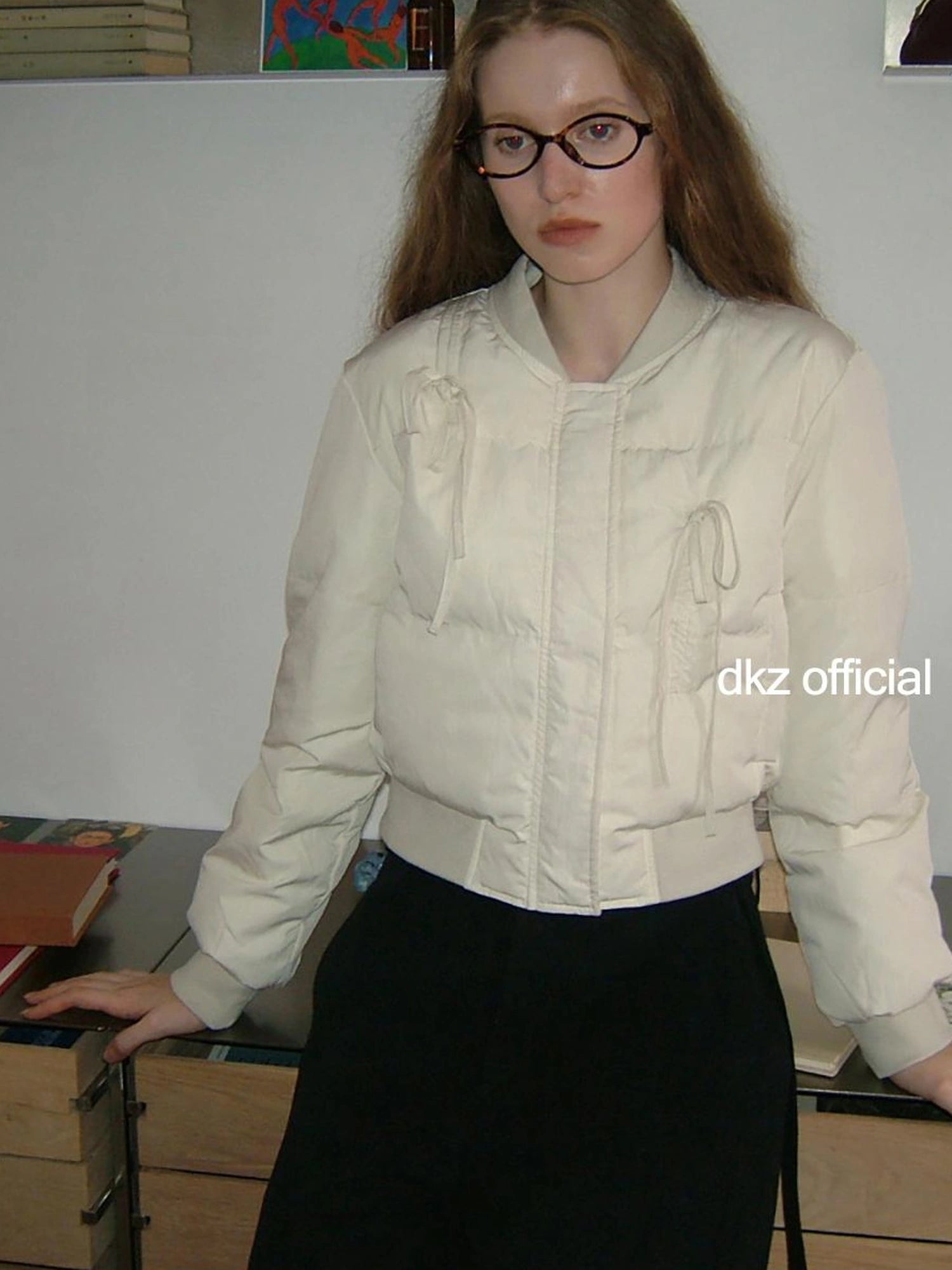 DKZ OFFICIAL Short Padded Jacket For Women Slim Fit Letter Print Autumn Winter Coat