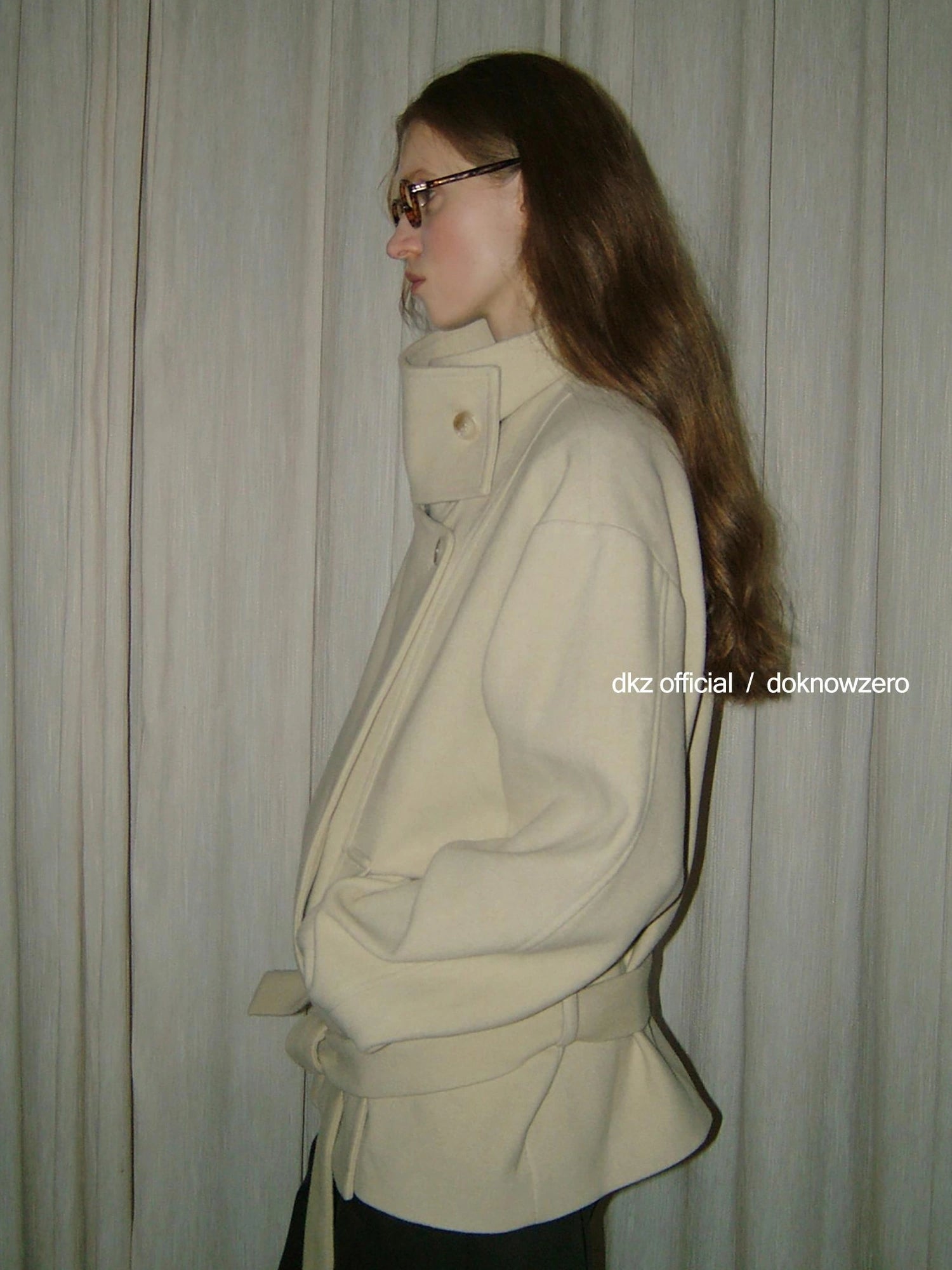 DKZ OFFICIAL Short Wool Blend Trench Coat With Stand Collar