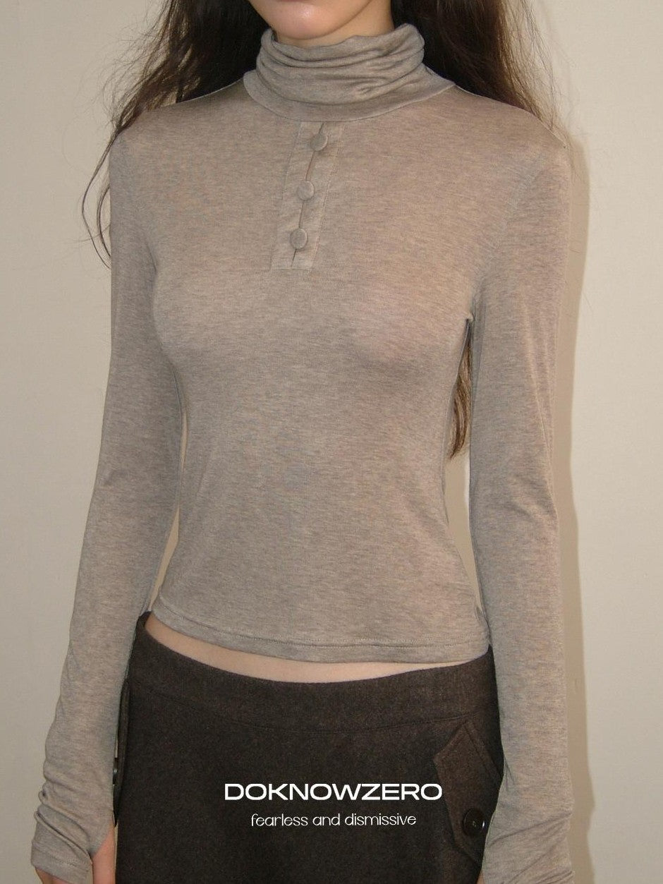 DKZ OFFICIAL Slim Fit High Neck Camel Women&