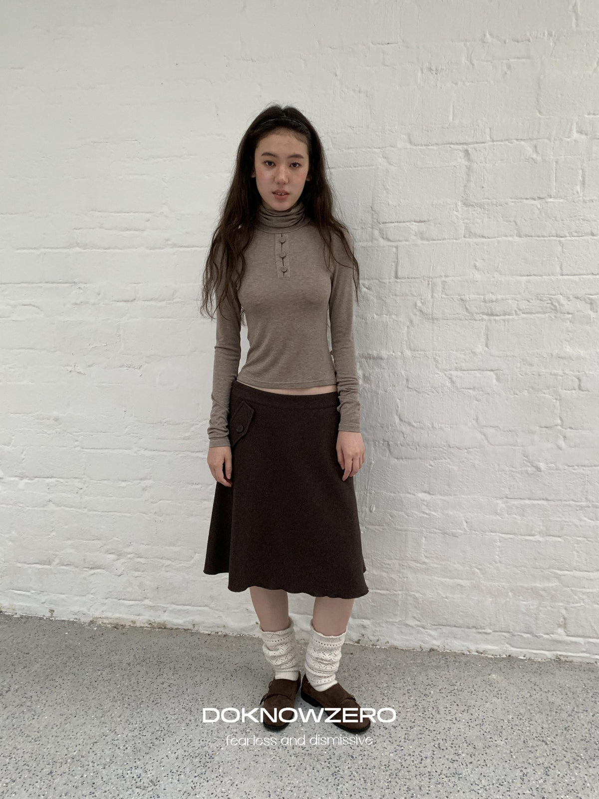 DKZ OFFICIAL Slim Fit High Neck Camel Women&