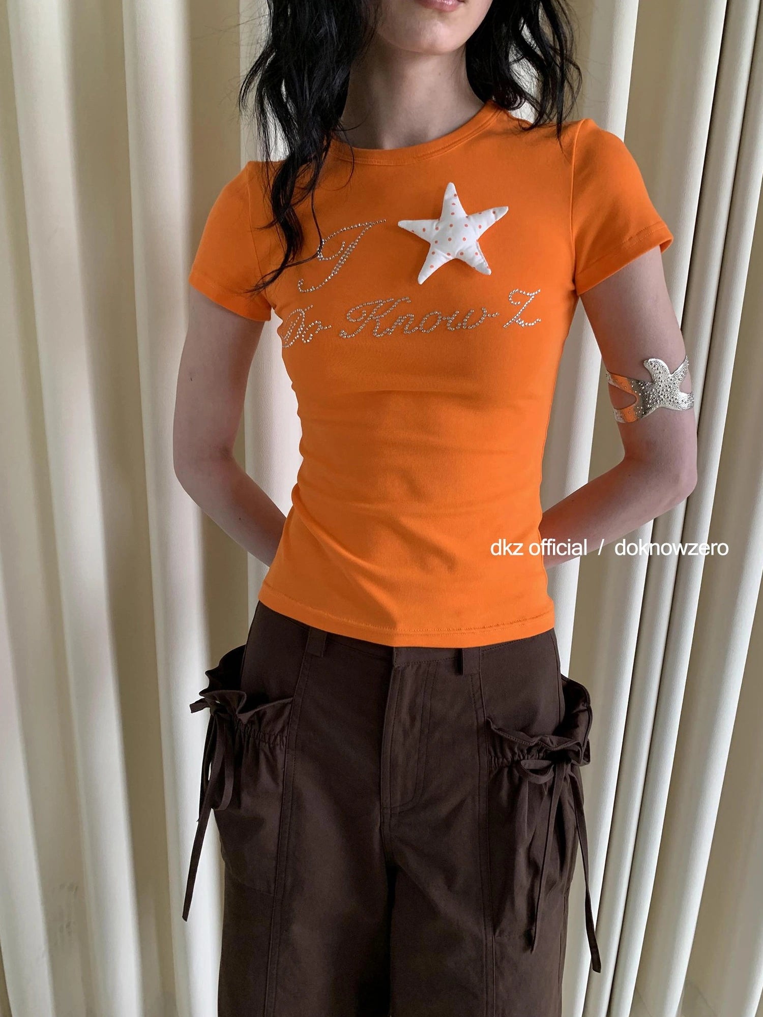 DKZ OFFICIAL Sparkle Dot Star Embellished Slim Fit T-Shirt