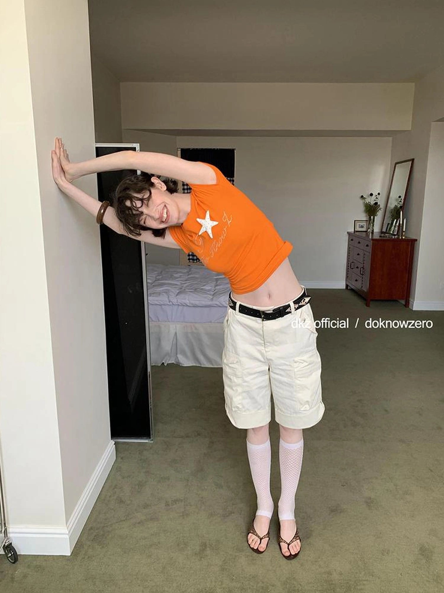 DKZ OFFICIAL Sparkle Dot Star Embellished Slim Fit T-Shirt