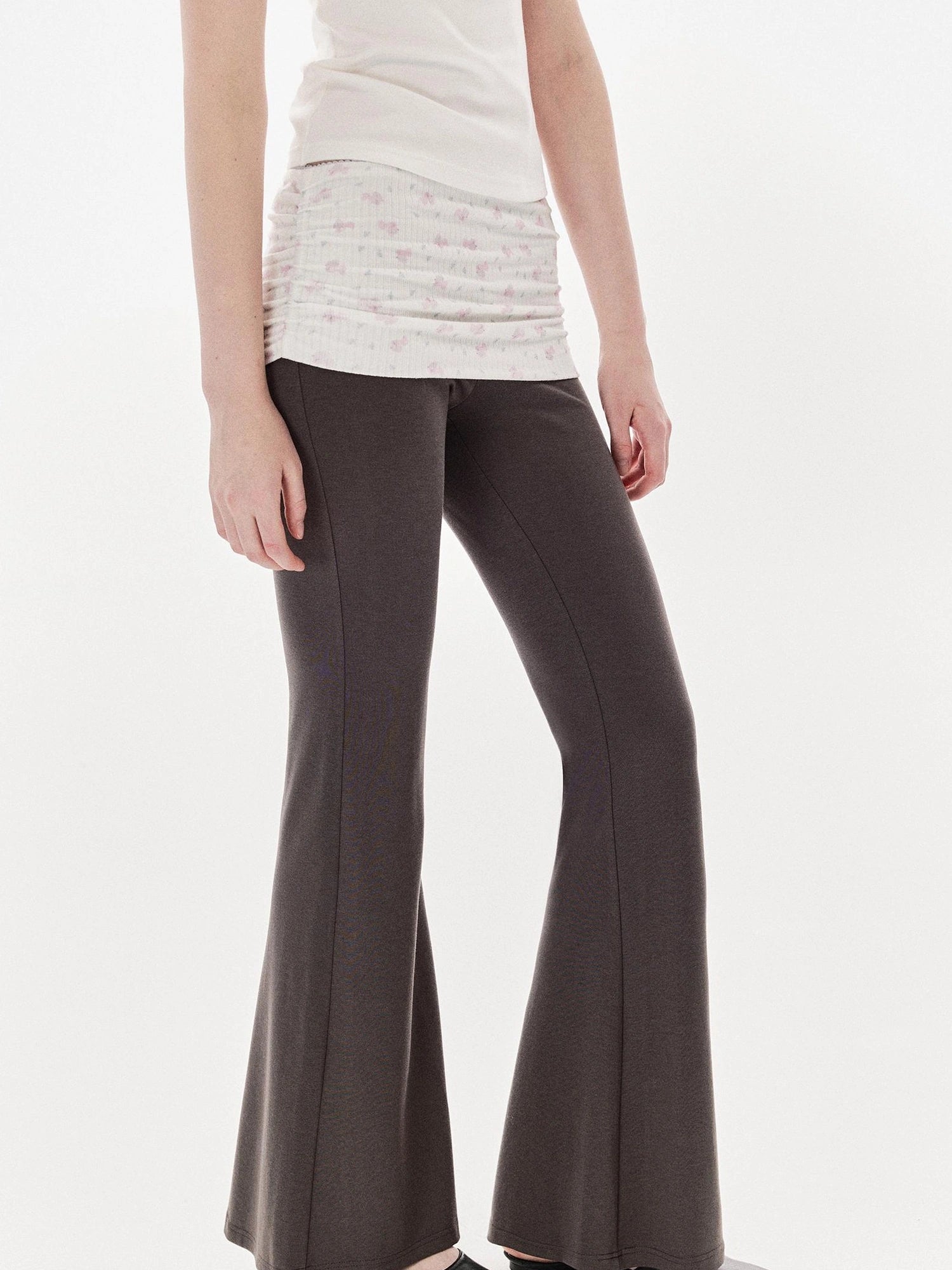 DKZ OFFICIAL Spliced Flared Trousers In Cotton Tencel