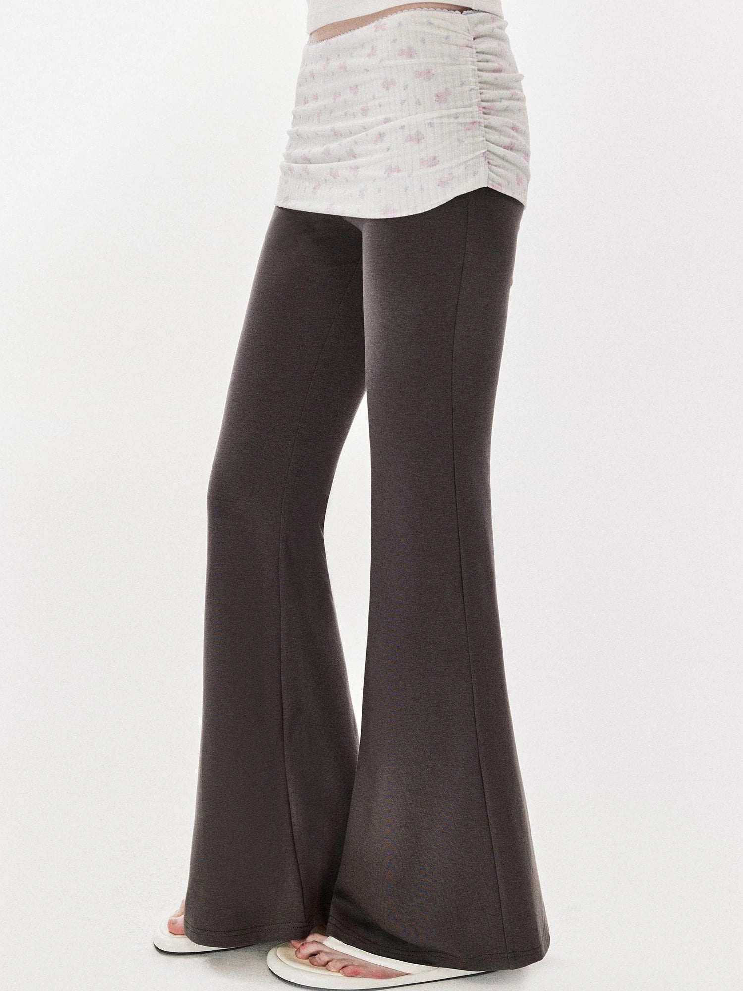 DKZ OFFICIAL Spliced Flared Trousers In Cotton Tencel