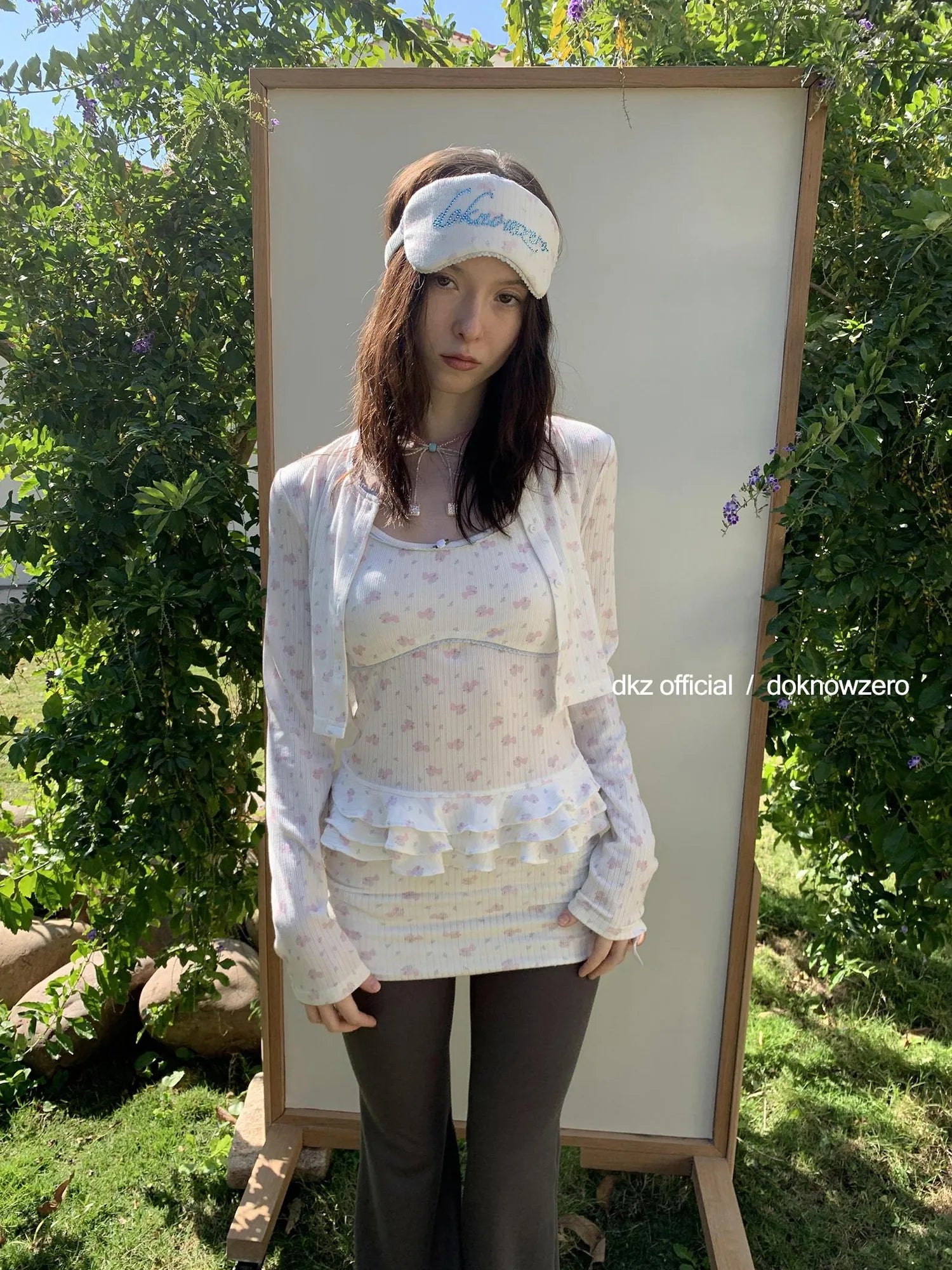 DKZ OFFICIAL Spliced Flared Trousers In Cotton Tencel