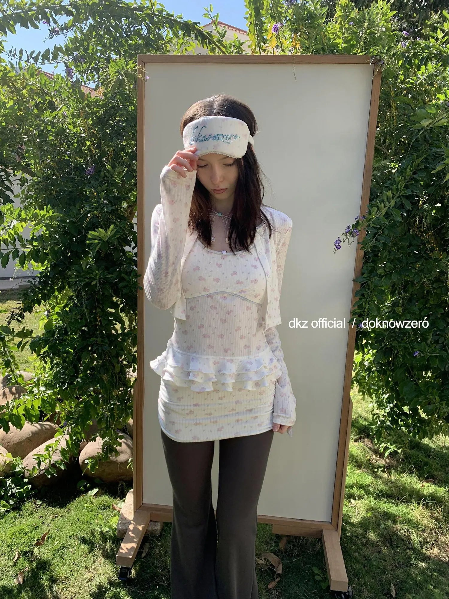 DKZ OFFICIAL Spliced Flared Trousers In Cotton Tencel