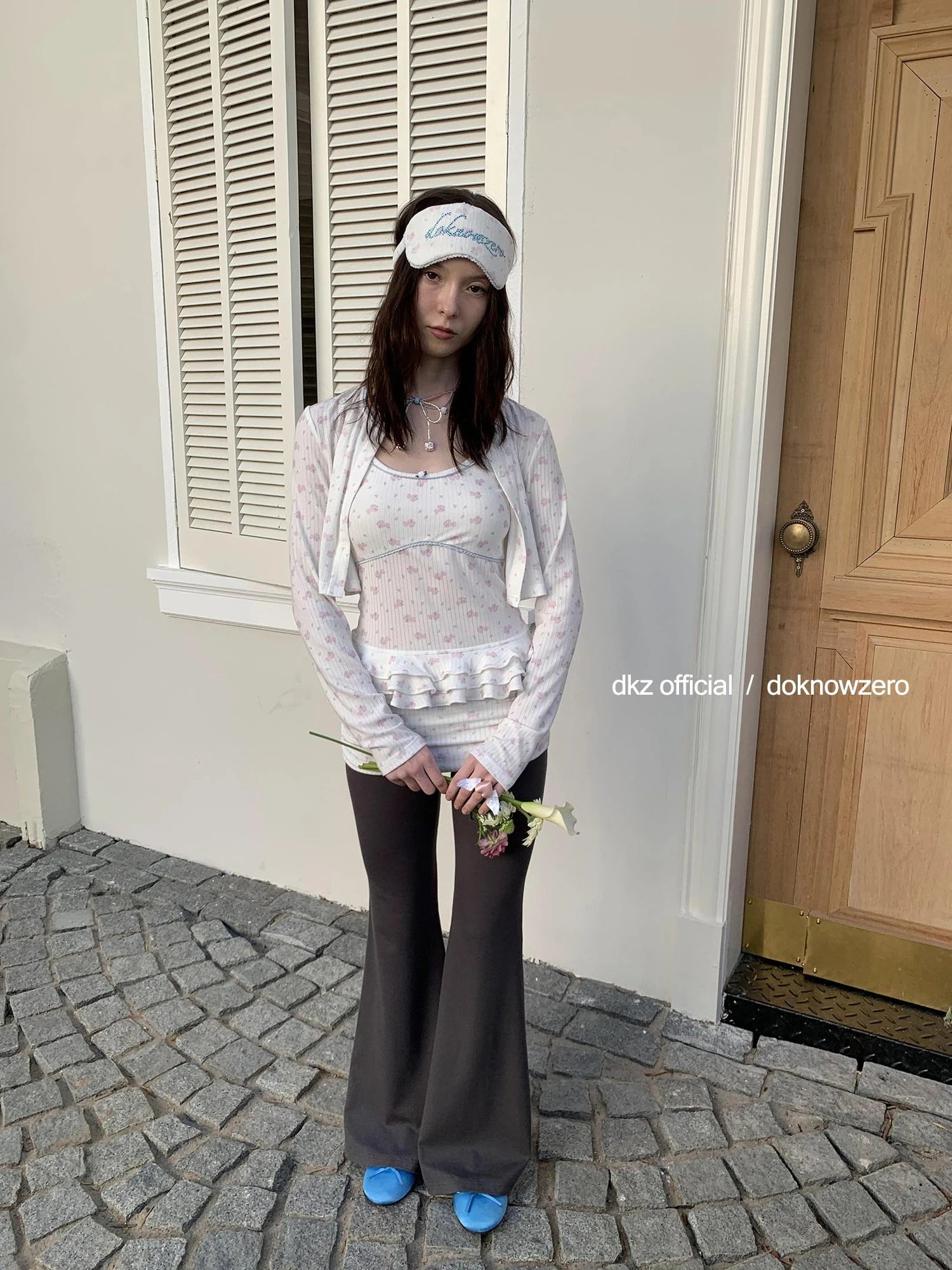 DKZ OFFICIAL Spliced Flared Trousers In Cotton Tencel