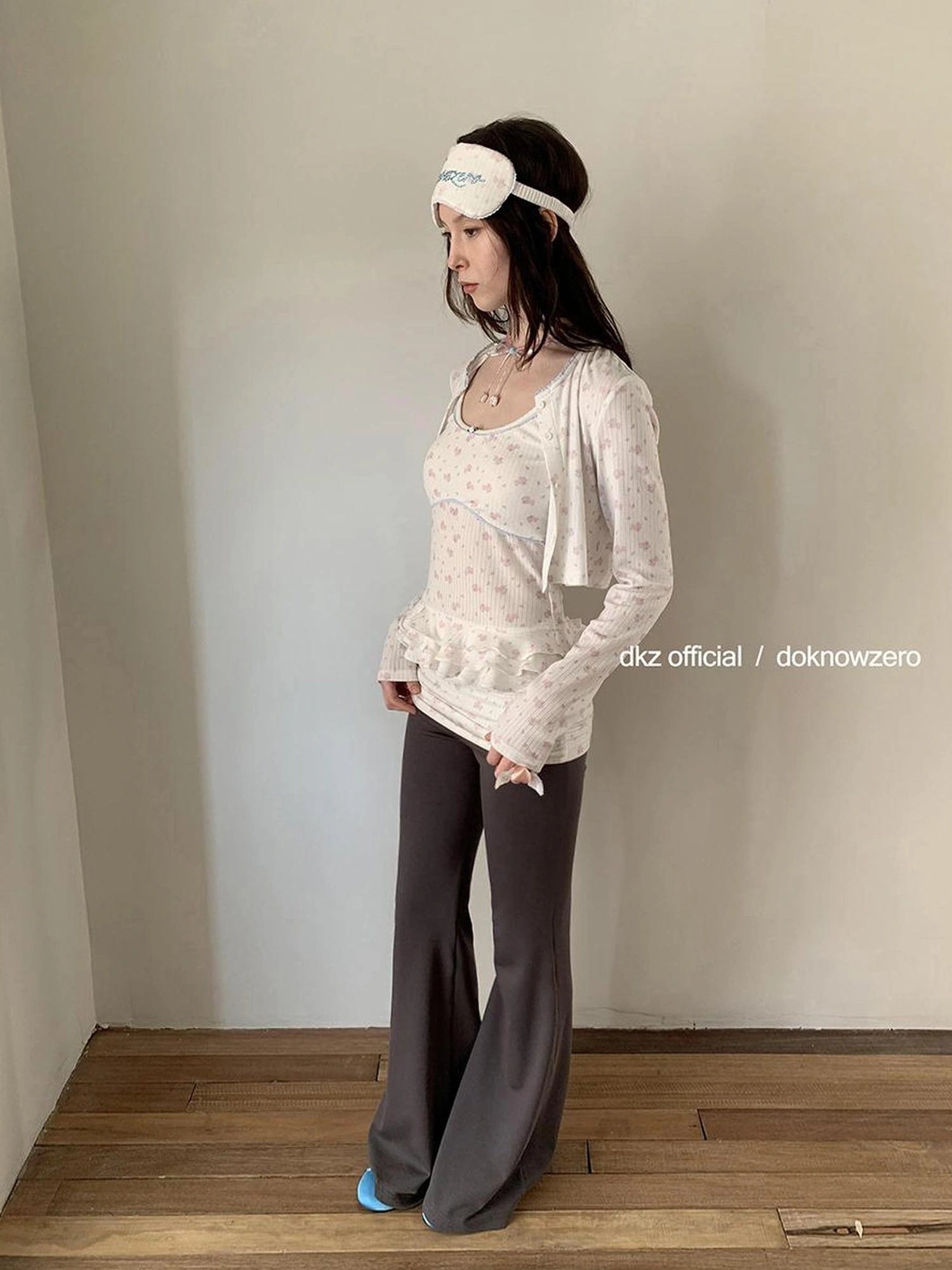 DKZ OFFICIAL Spliced Flared Trousers In Cotton Tencel