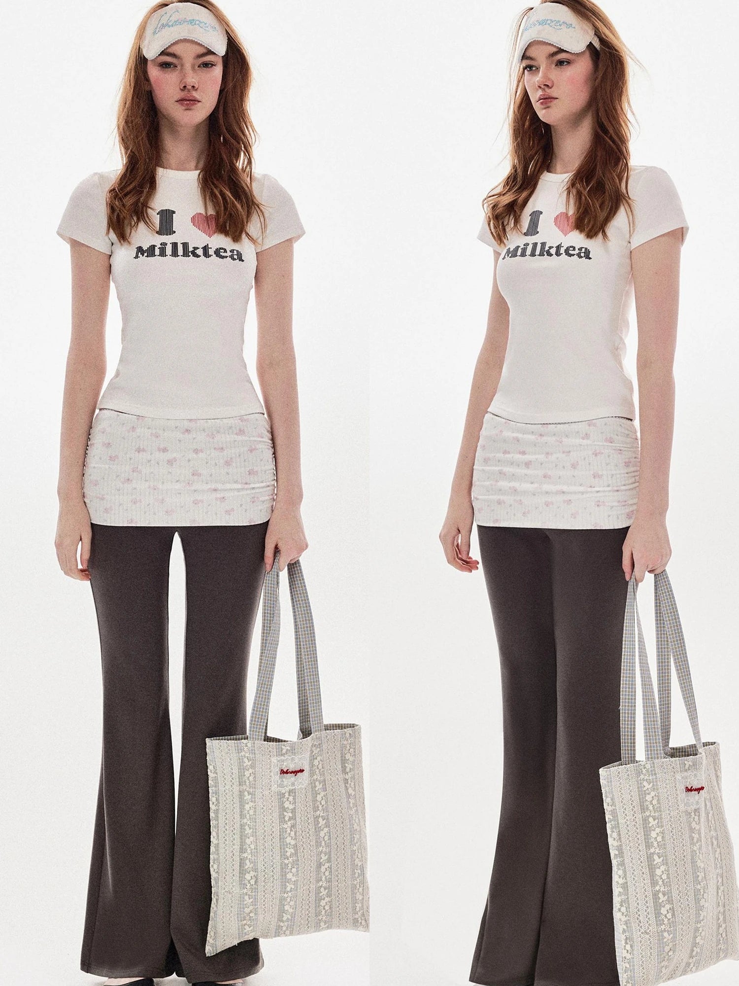 DKZ OFFICIAL Spliced Flared Trousers In Cotton Tencel