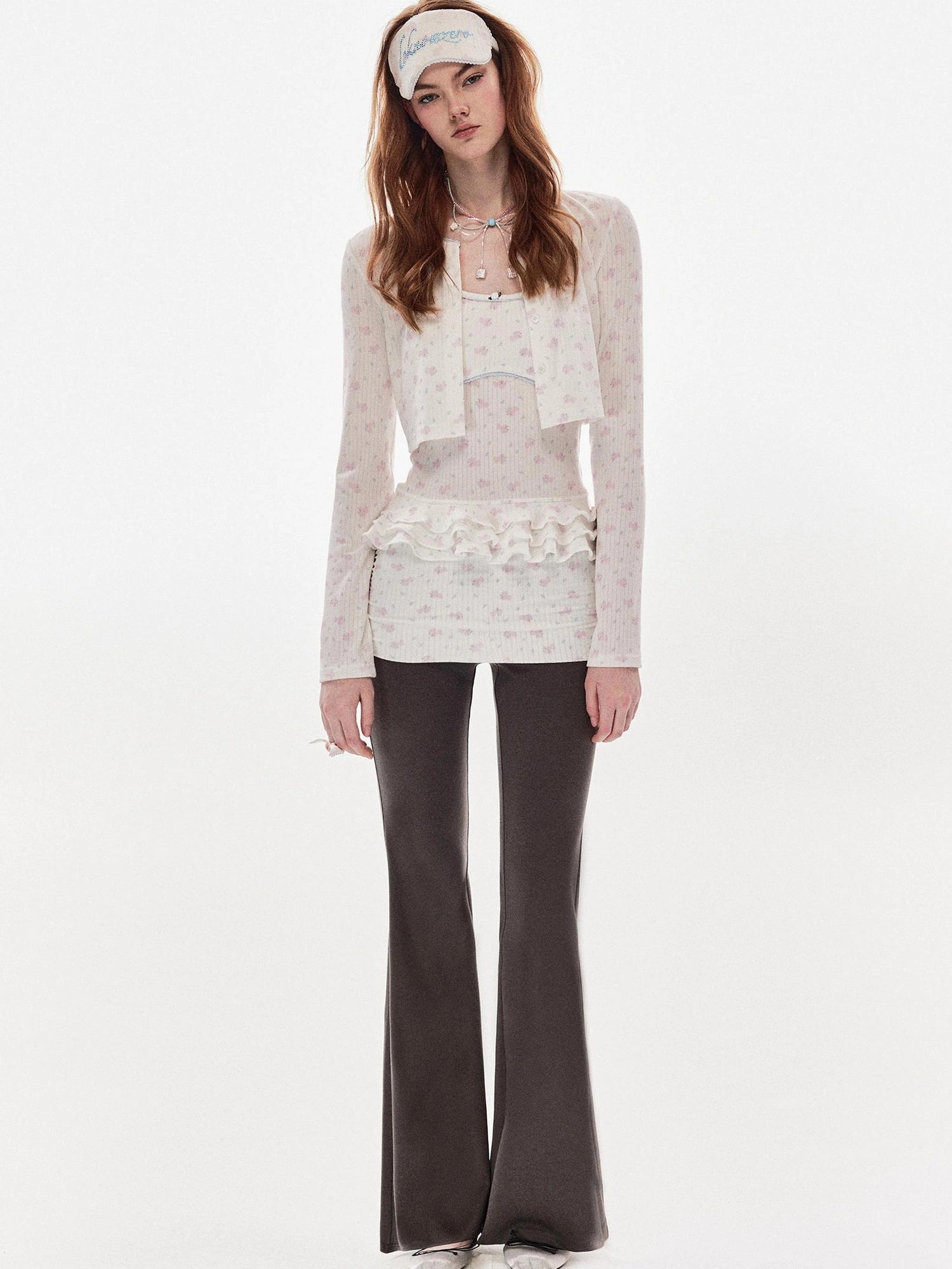 DKZ OFFICIAL Spliced Flared Trousers In Cotton Tencel