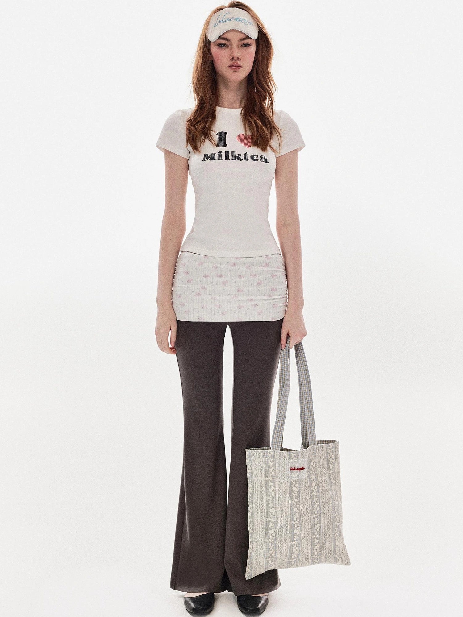 DKZ OFFICIAL Spliced Flared Trousers In Cotton Tencel