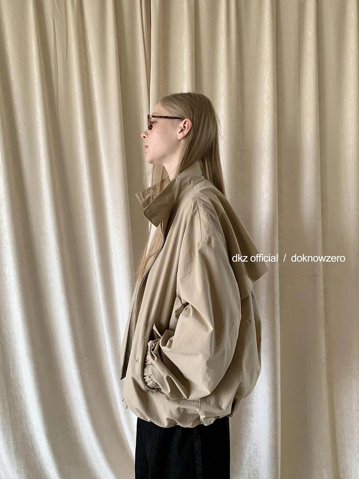 DKZ OFFICIAL Stand Collar Oversized Jacket For Women