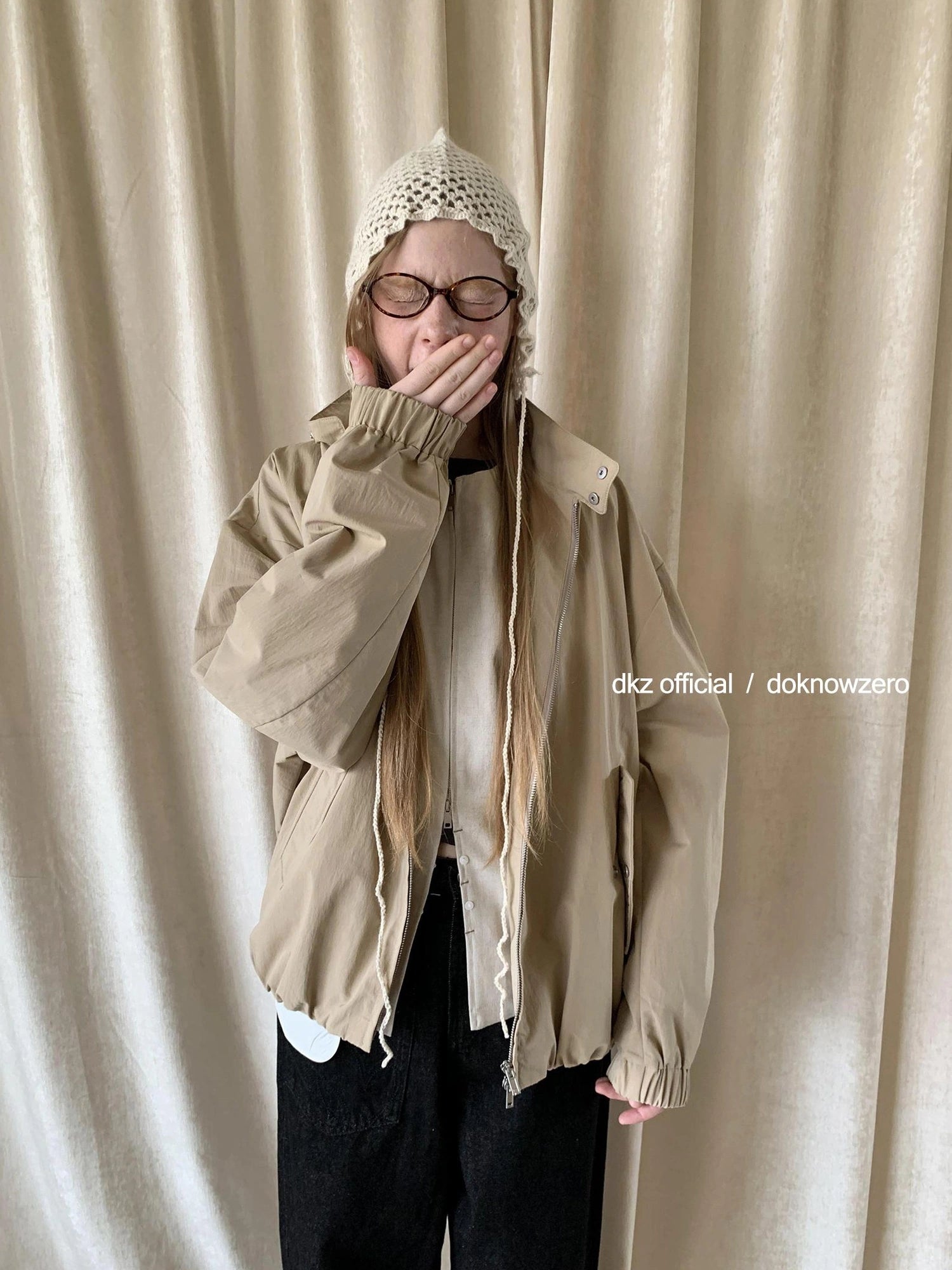 DKZ OFFICIAL Stand Collar Oversized Jacket For Women