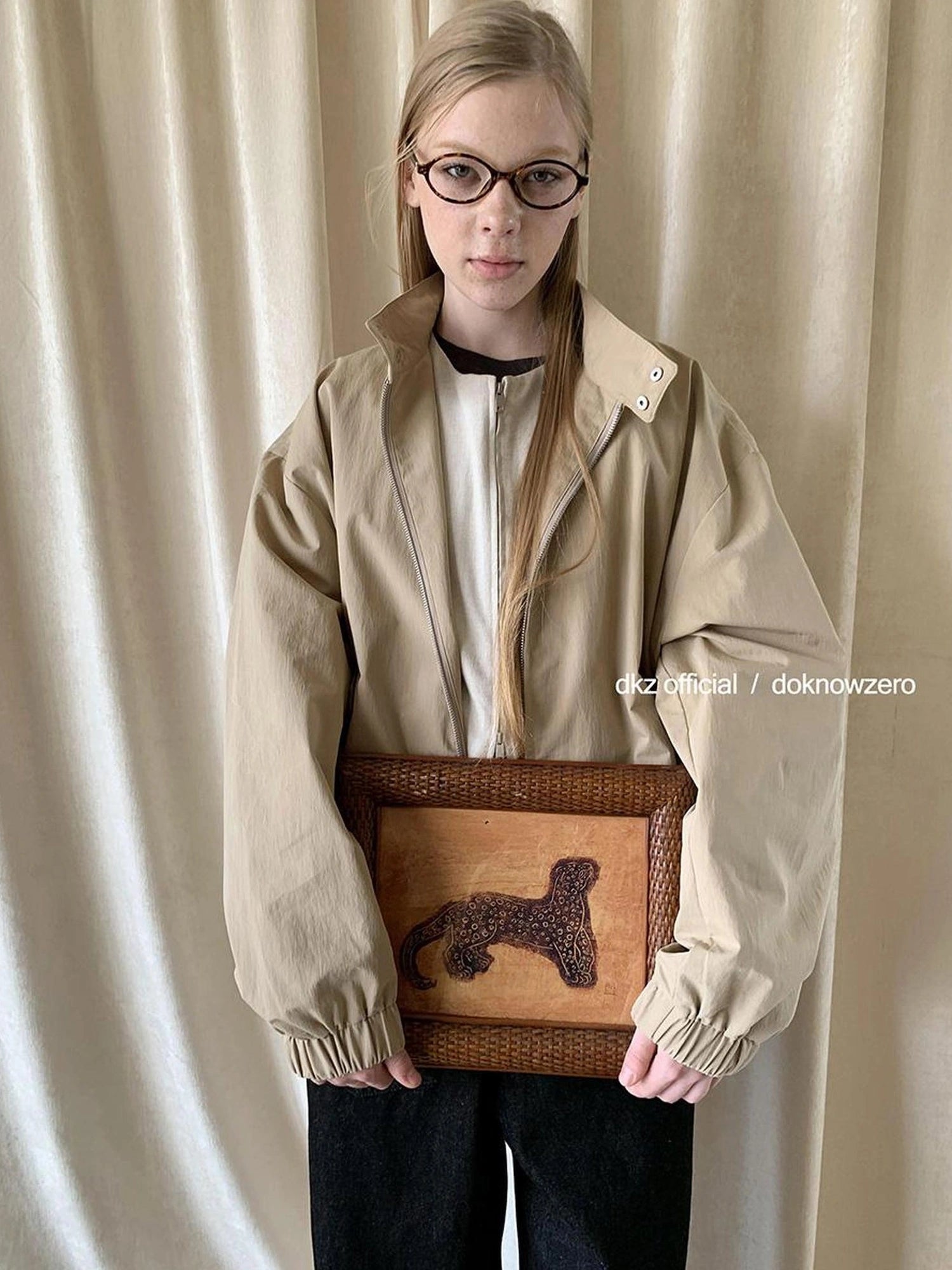 DKZ OFFICIAL Stand Collar Oversized Jacket For Women