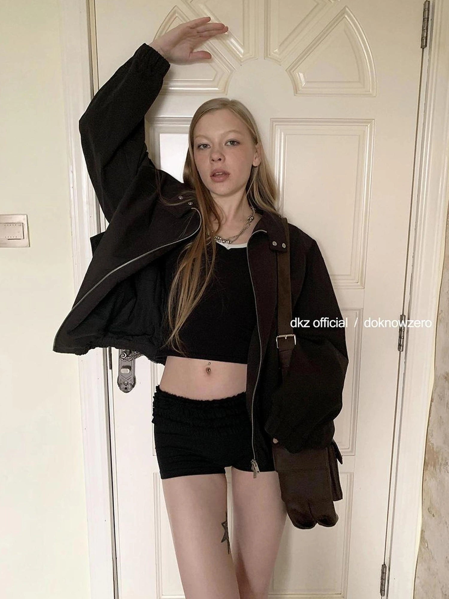 DKZ OFFICIAL Stand Collar Oversized Jacket For Women
