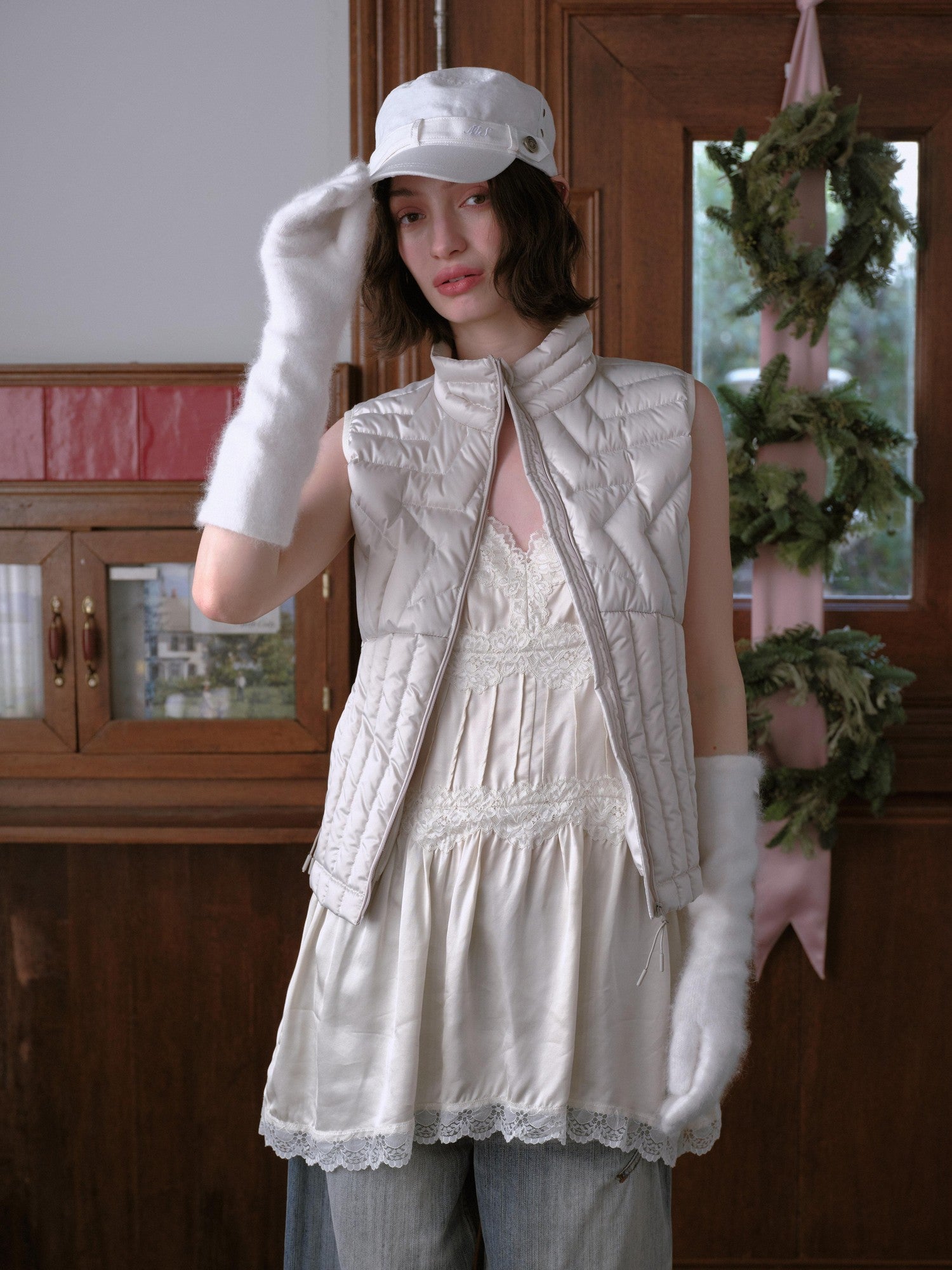 DKZ OFFICIAL Star Ribbed Quilted Layered Sleeveless Women&