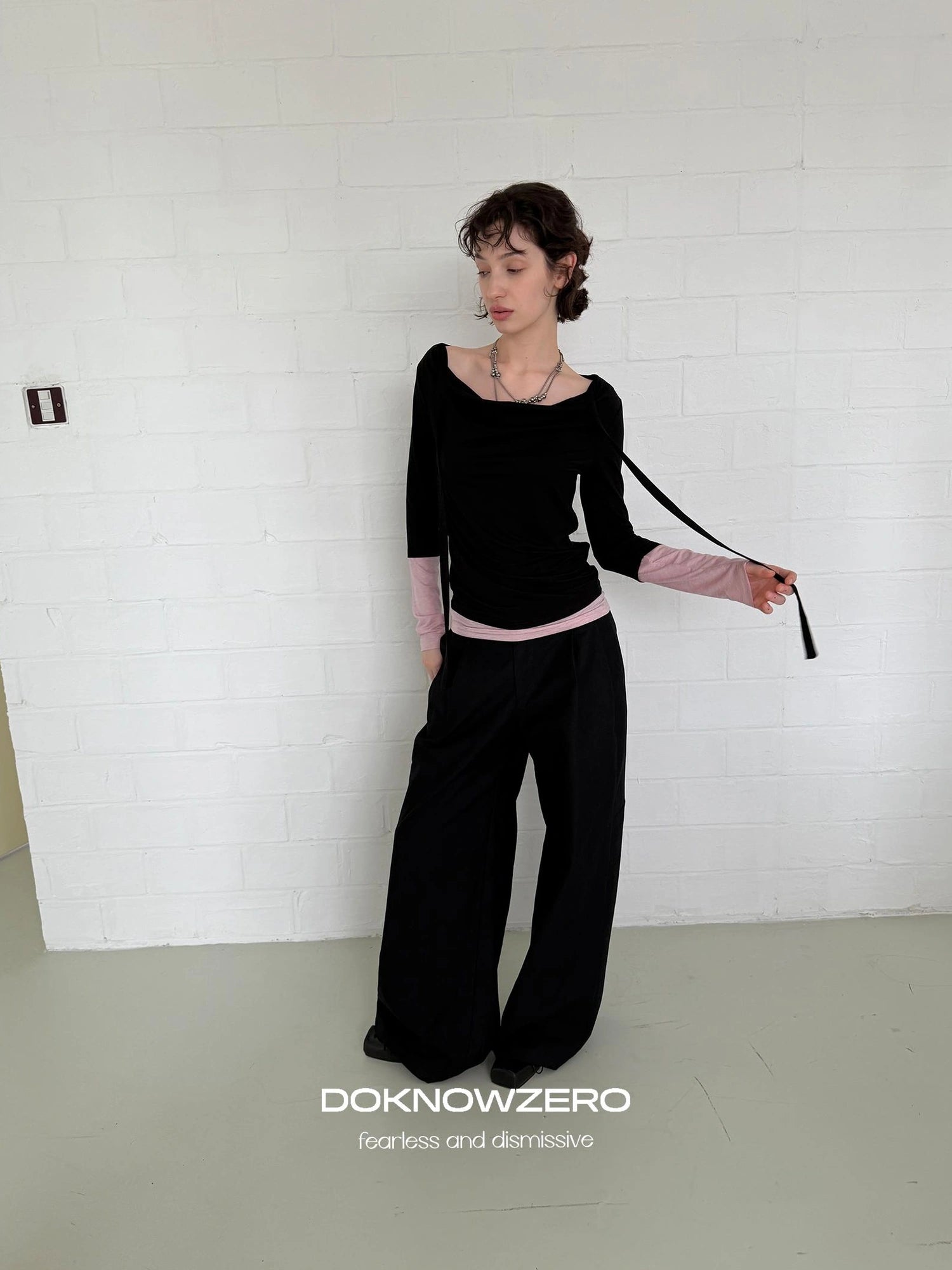 DKZ OFFICIAL Straight Leg Black Trousers For Women