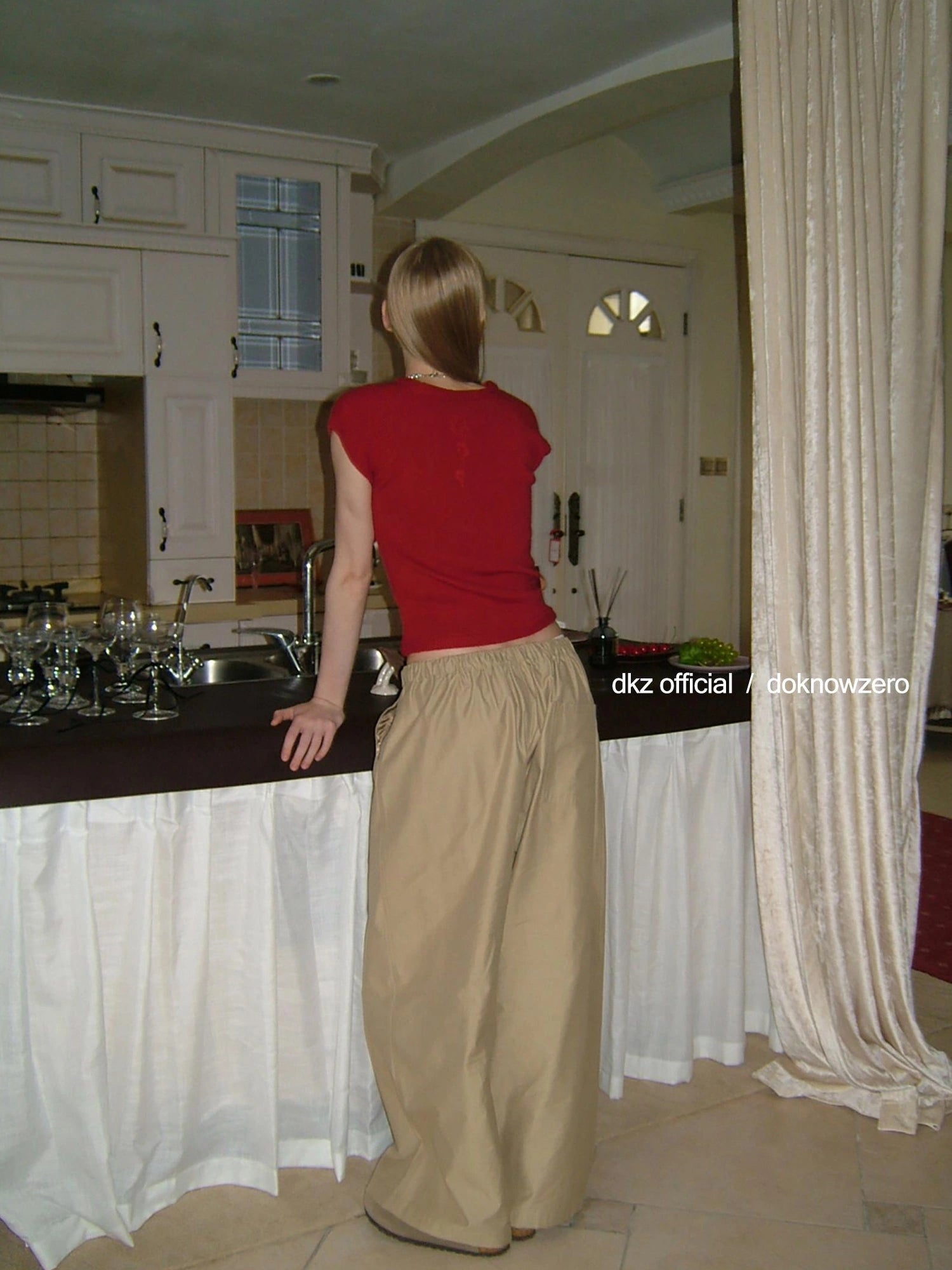 DKZ OFFICIAL Straight Leg Pants With Drawstring Waist