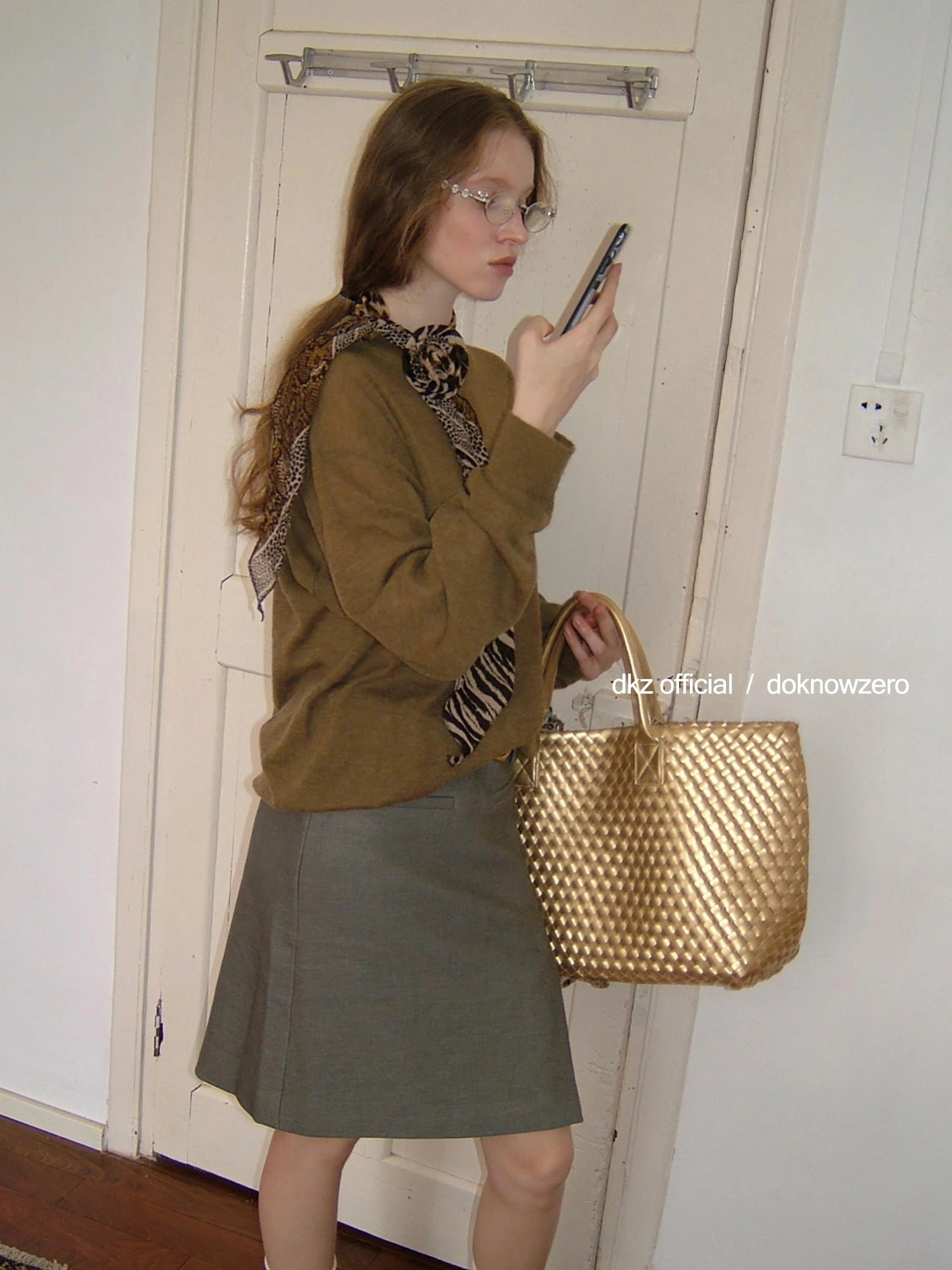 Straight Skirt With Side Slit For Women Retro Autumn Casual