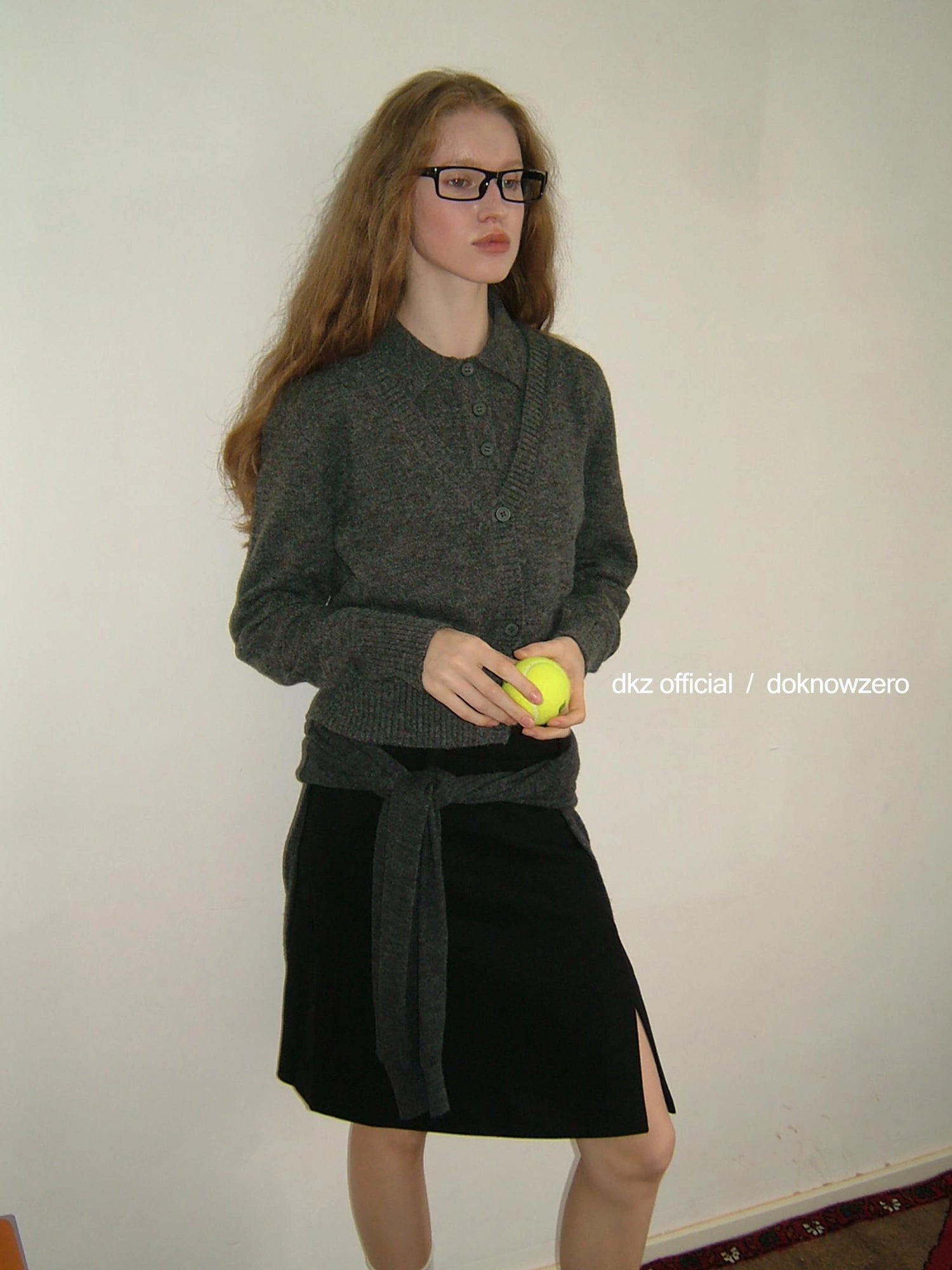 Straight Skirt With Side Slit For Women Retro Autumn Casual