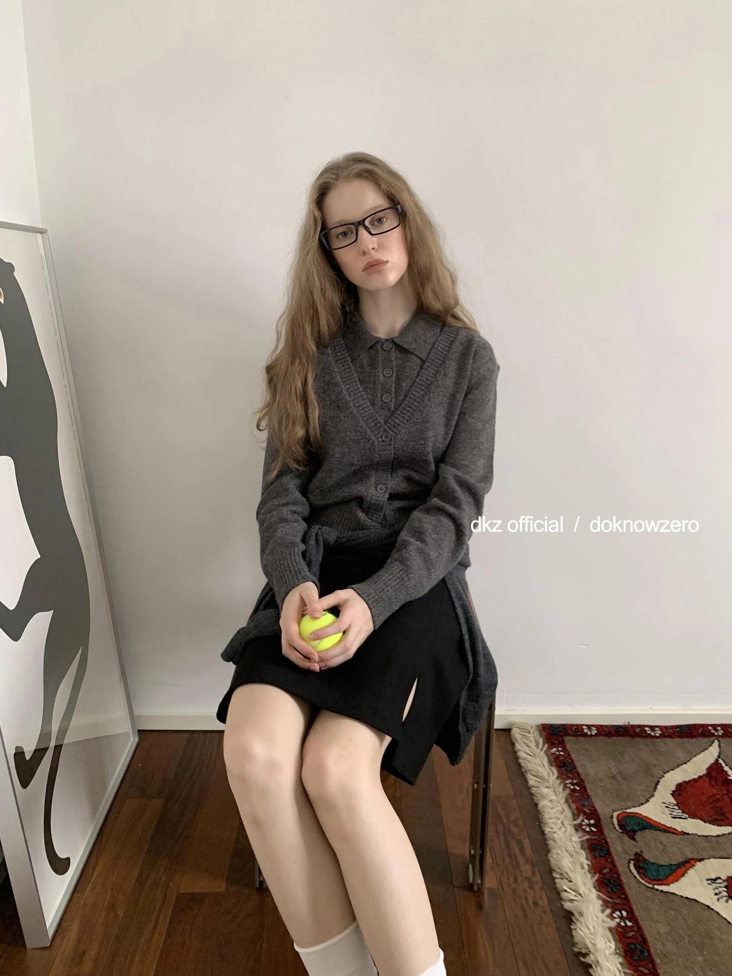 Straight Skirt With Side Slit For Women Retro Autumn Casual