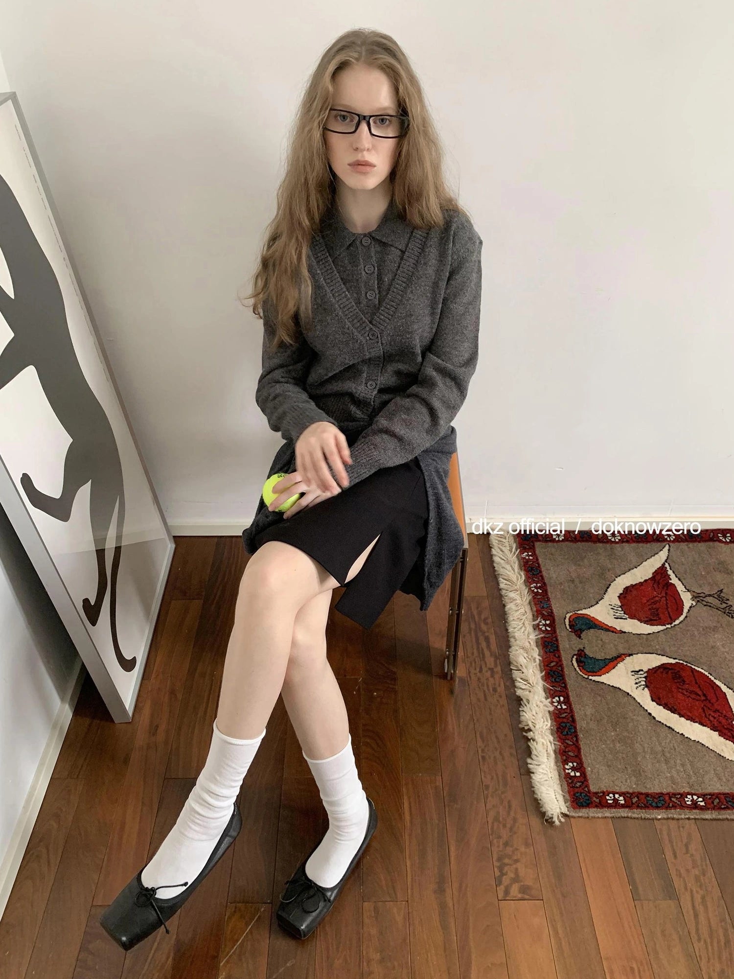 Straight Skirt With Side Slit For Women Retro Autumn Casual