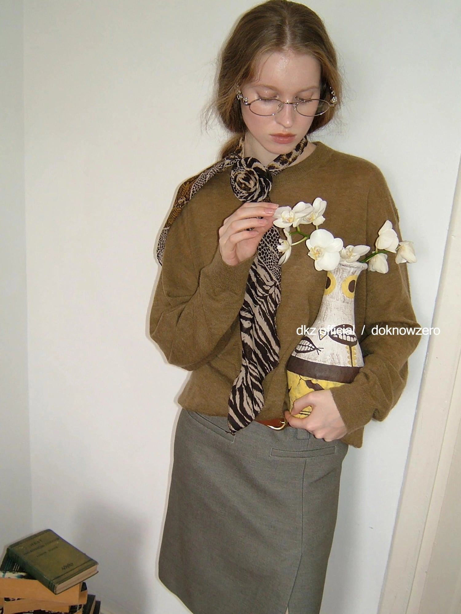 Straight Skirt With Side Slit For Women Retro Autumn Casual