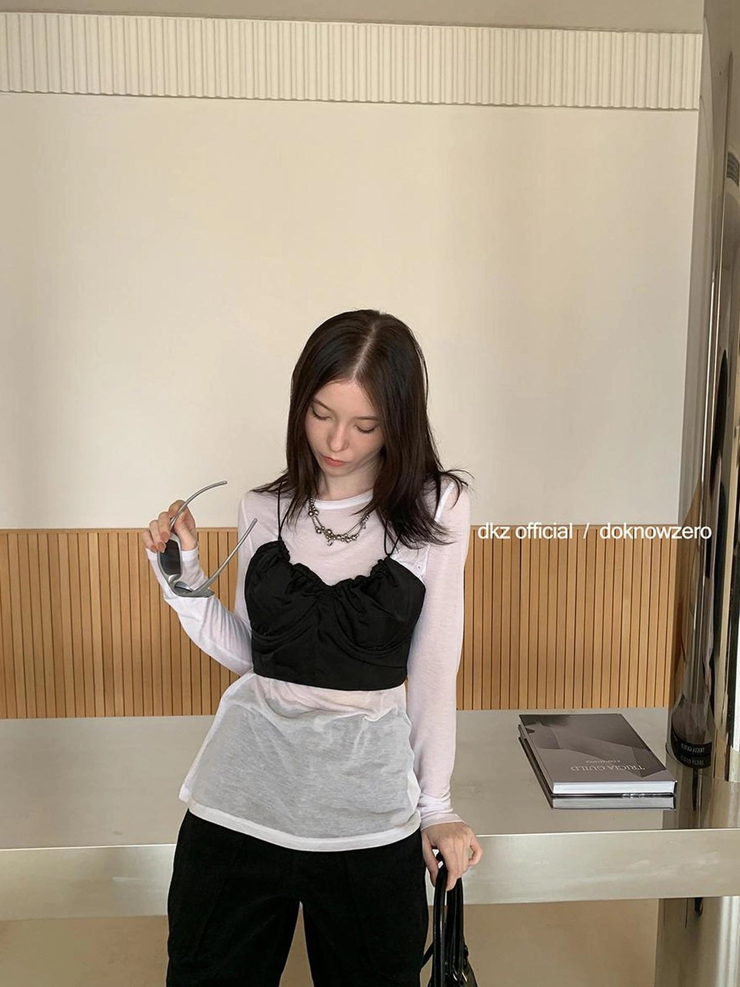 DKZ OFFICIAL Strap Back Cami Top With Drawstring And Ruffle Detail