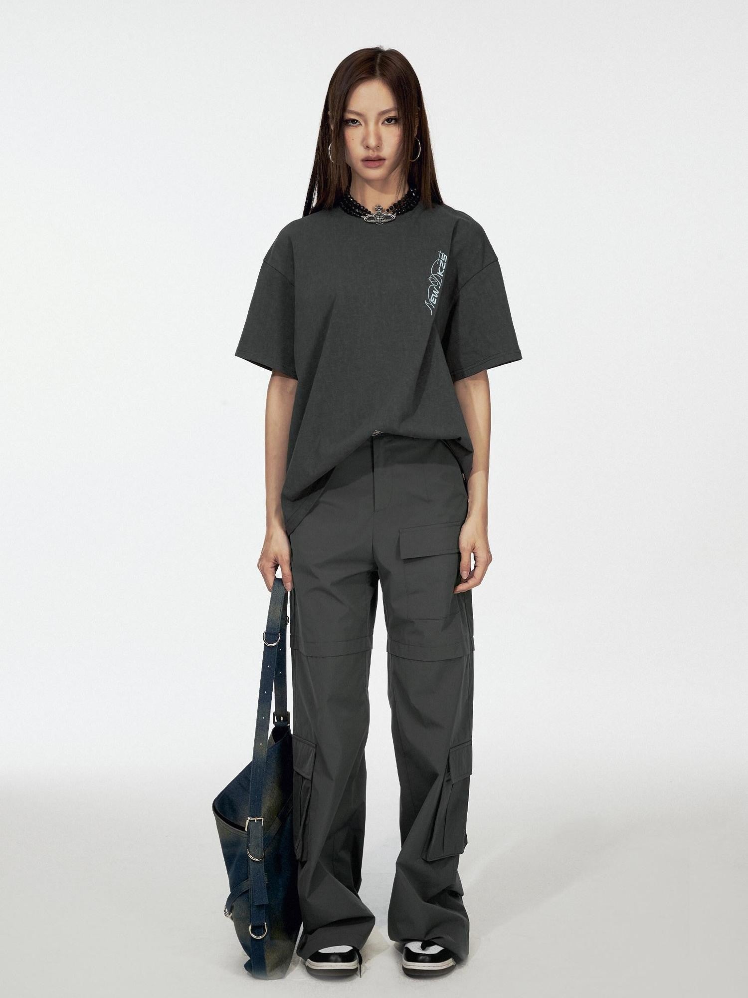 DKZ OFFICIAL Street Embroidered Folded Hem Women&