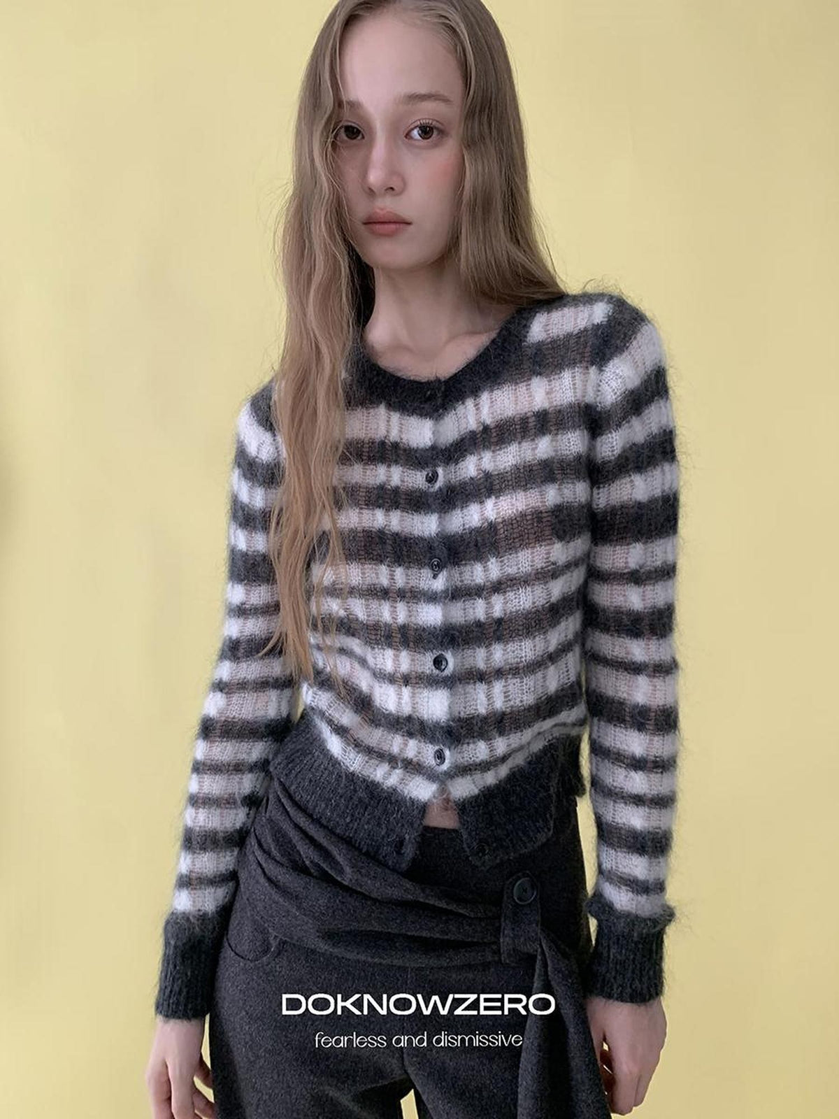 DKZ OFFICIAL Striped Mohair Knit Women&