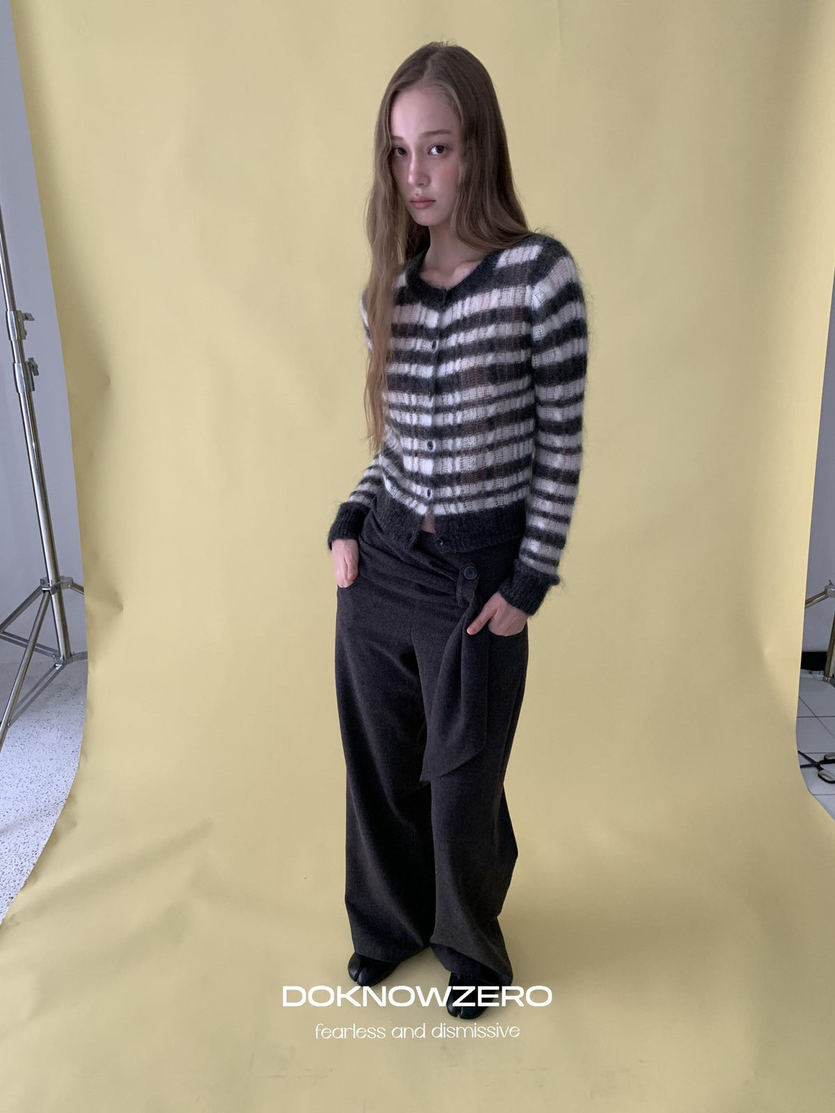 DKZ OFFICIAL Striped Mohair Knit Women&