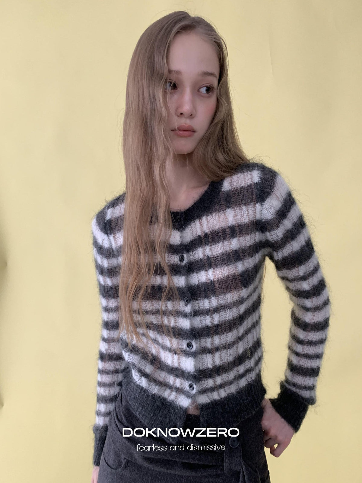 DKZ OFFICIAL Striped Mohair Knit Women&