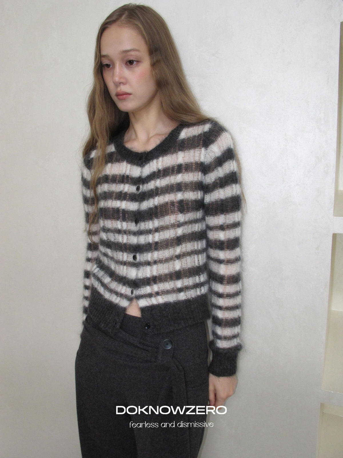 DKZ OFFICIAL Striped Mohair Knit Women&