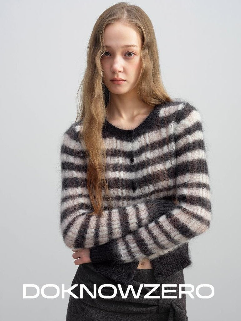 DKZ OFFICIAL Striped Mohair Knit Women&