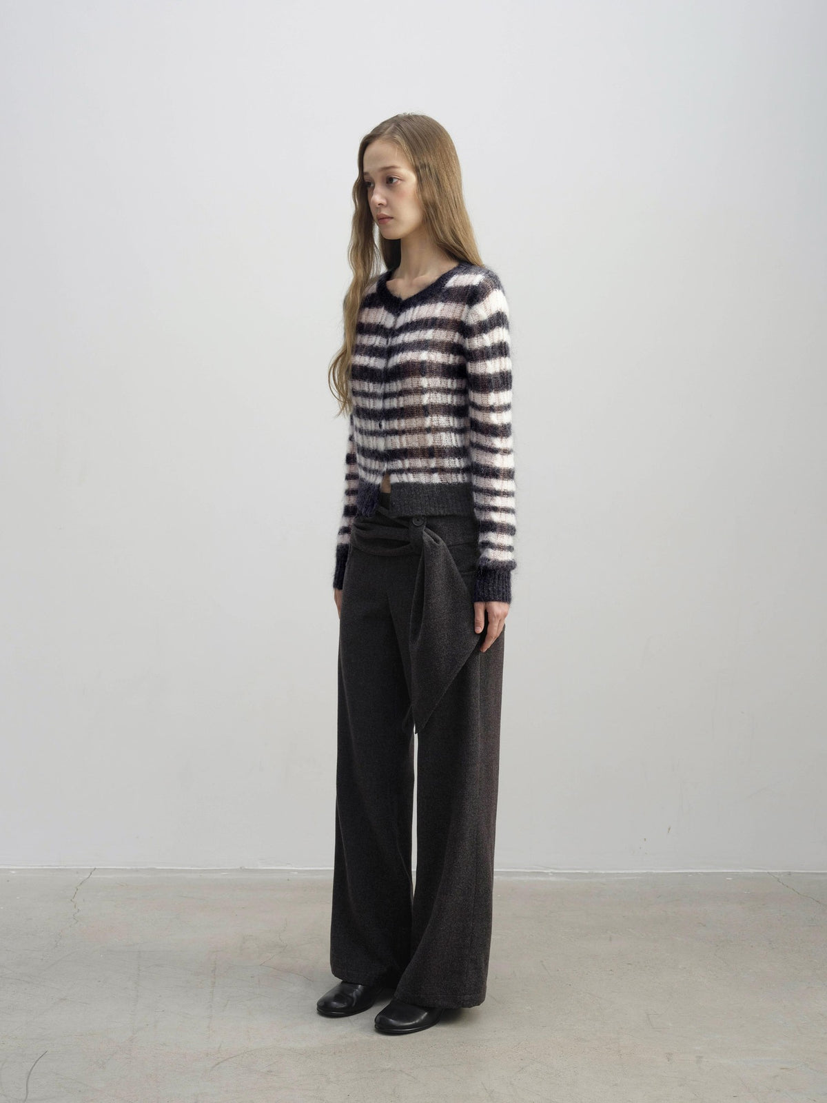 DKZ OFFICIAL Striped Mohair Knit Women&