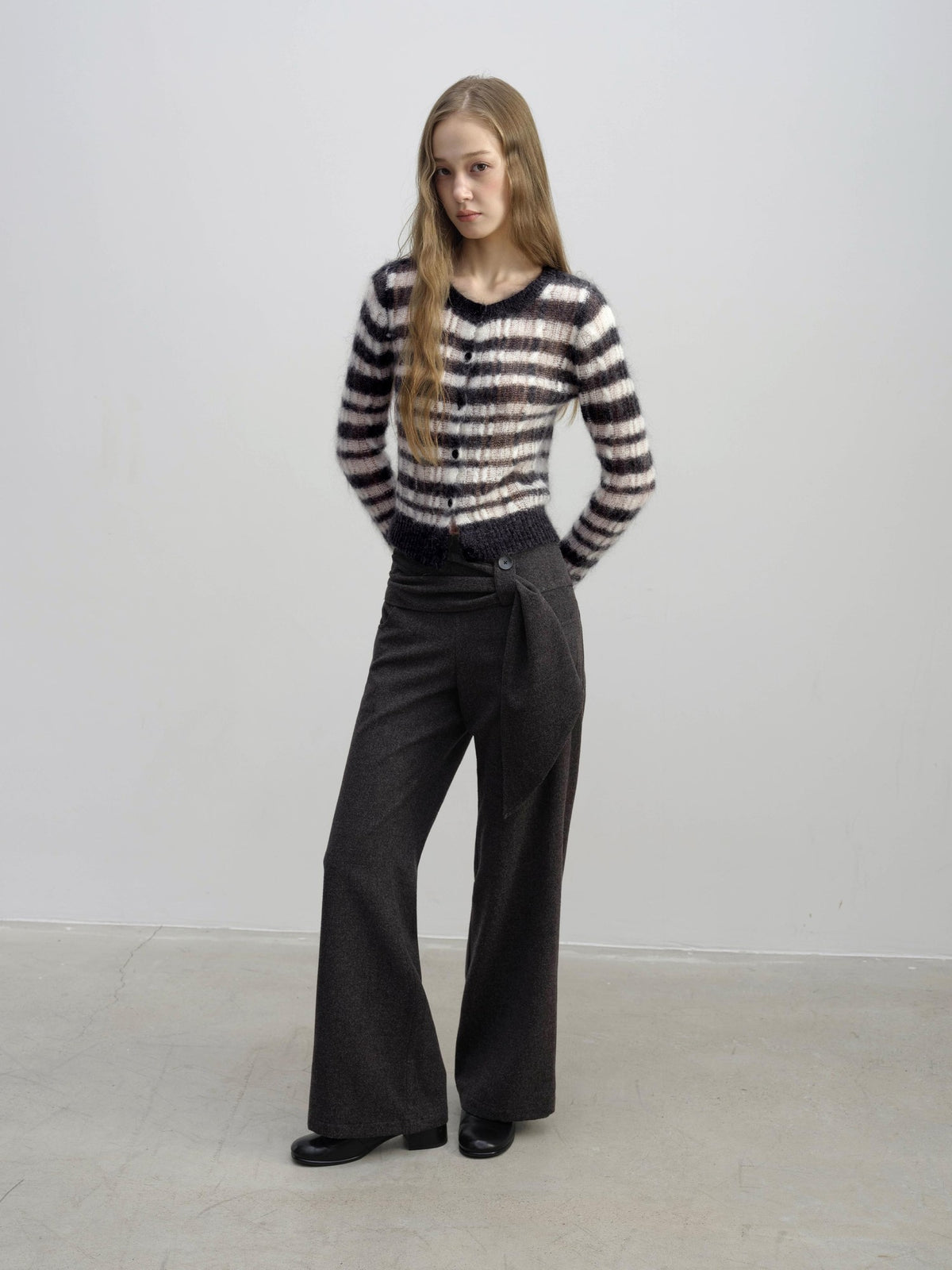 DKZ OFFICIAL Striped Mohair Knit Women&