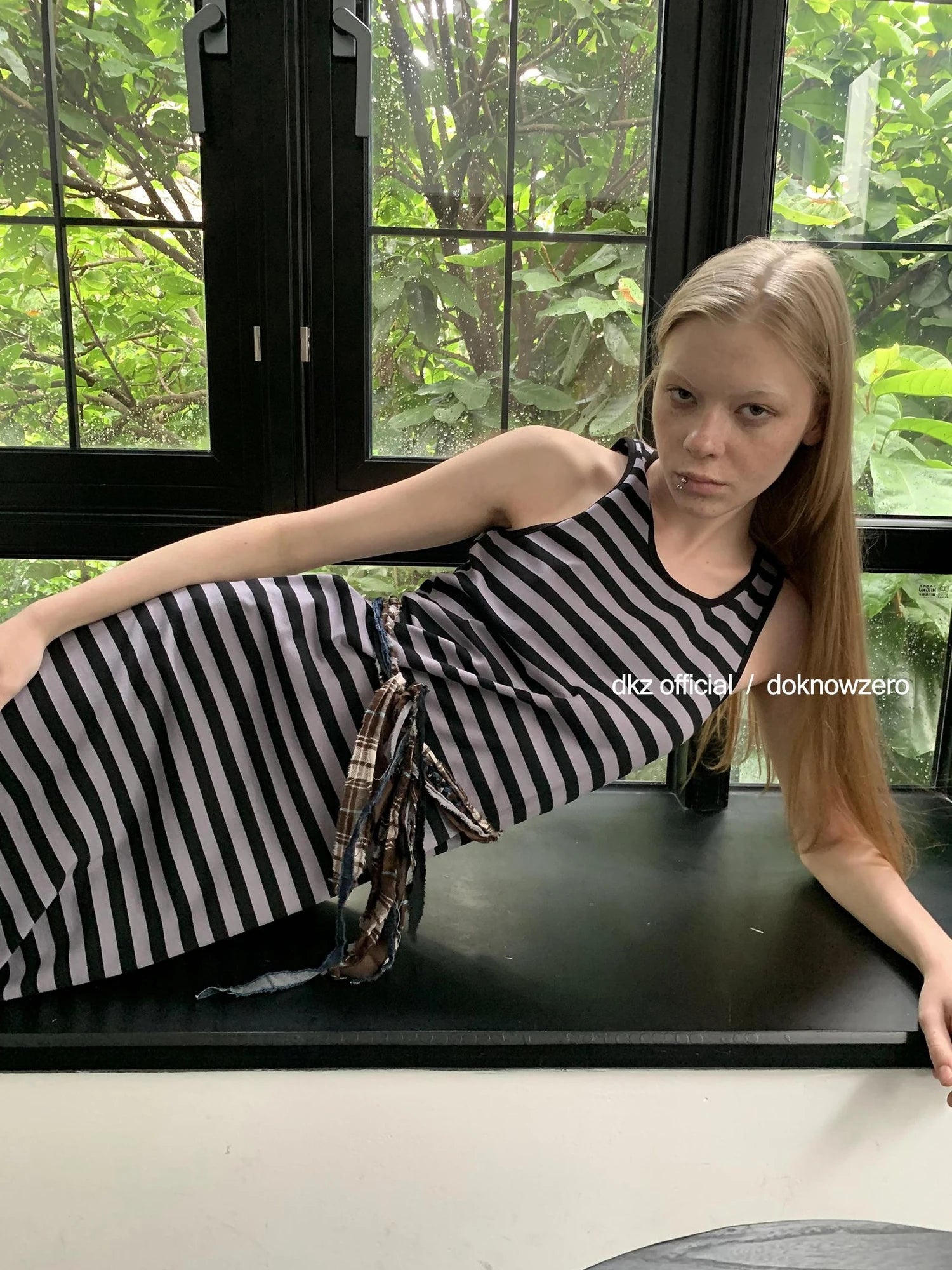 DKZ OFFICIAL Striped Vest Dress Women S Retro Casual Long Sleeveless Dress
