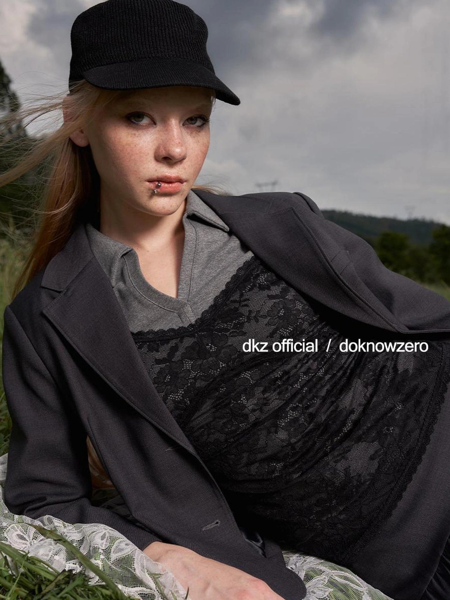 DKZ OFFICIAL Tailored Shoulder Crop Blazer Peplum Skirt Set