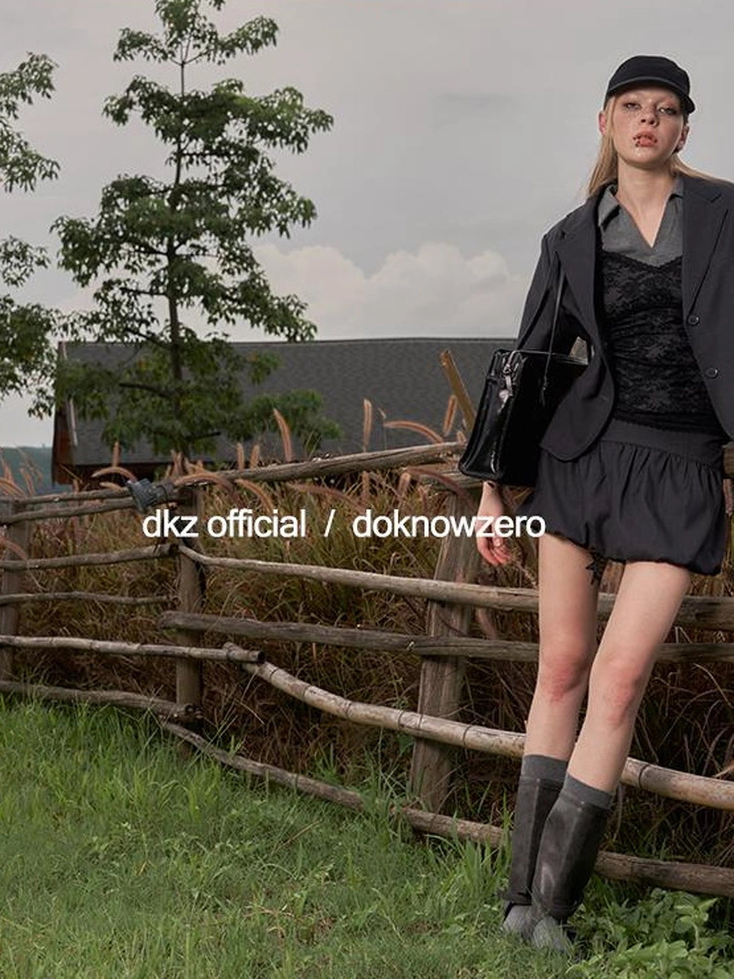 DKZ OFFICIAL Tailored Shoulder Crop Blazer Peplum Skirt Set
