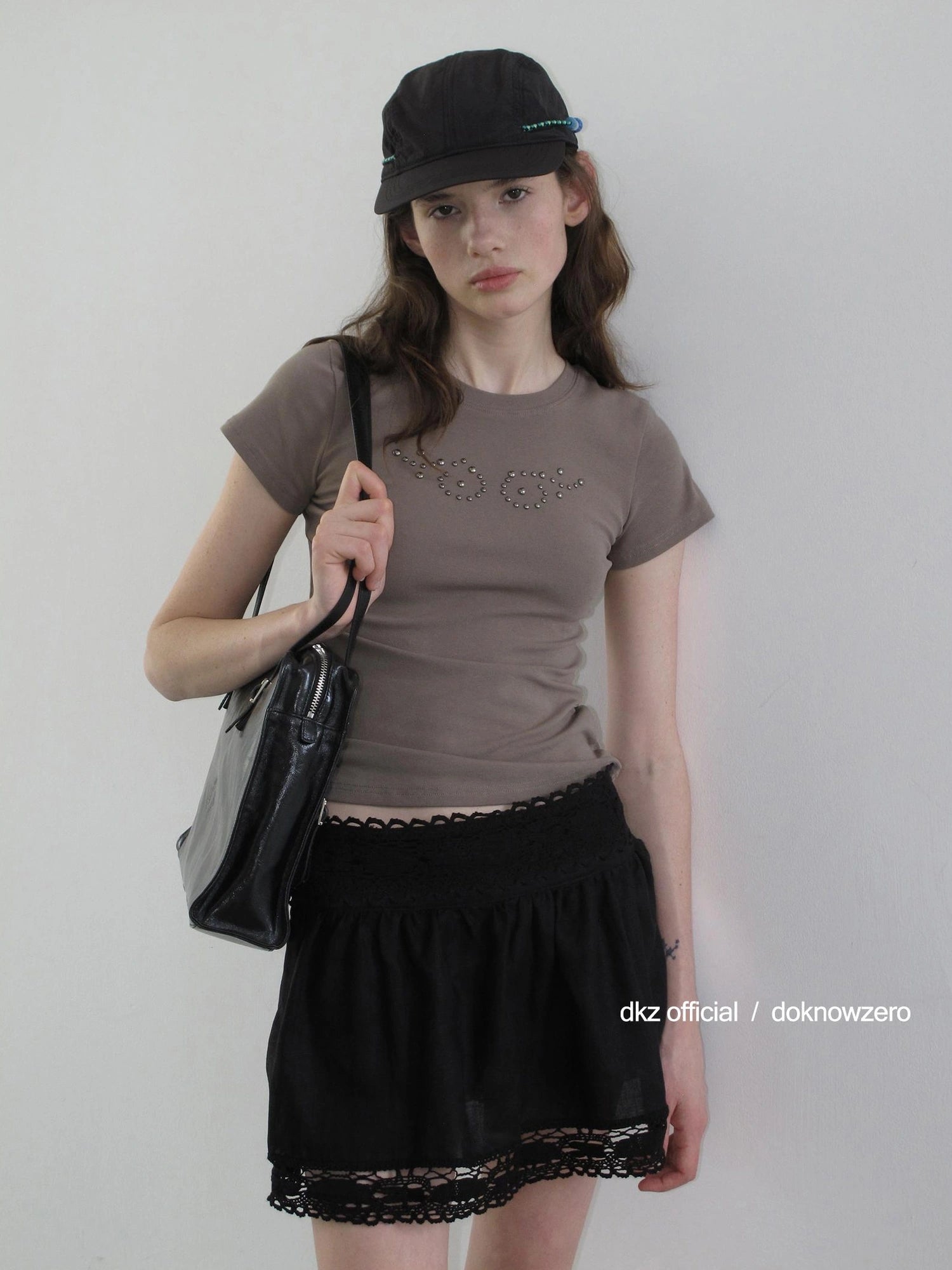 DKZ OFFICIAL Tencel Linen Blend Ballet Short Skirt With Lace Trim