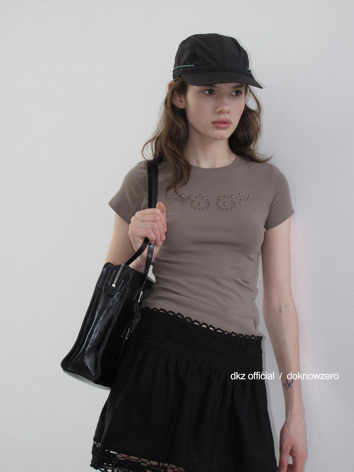 DKZ OFFICIAL Tencel Linen Blend Ballet Short Skirt With Lace Trim