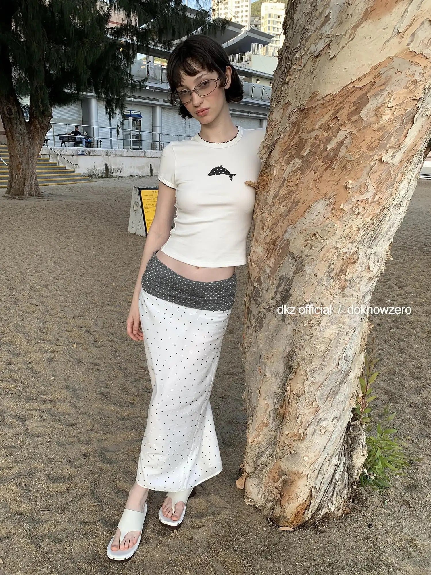 DKZ OFFICIAL Tencel Midi Dot Skirt