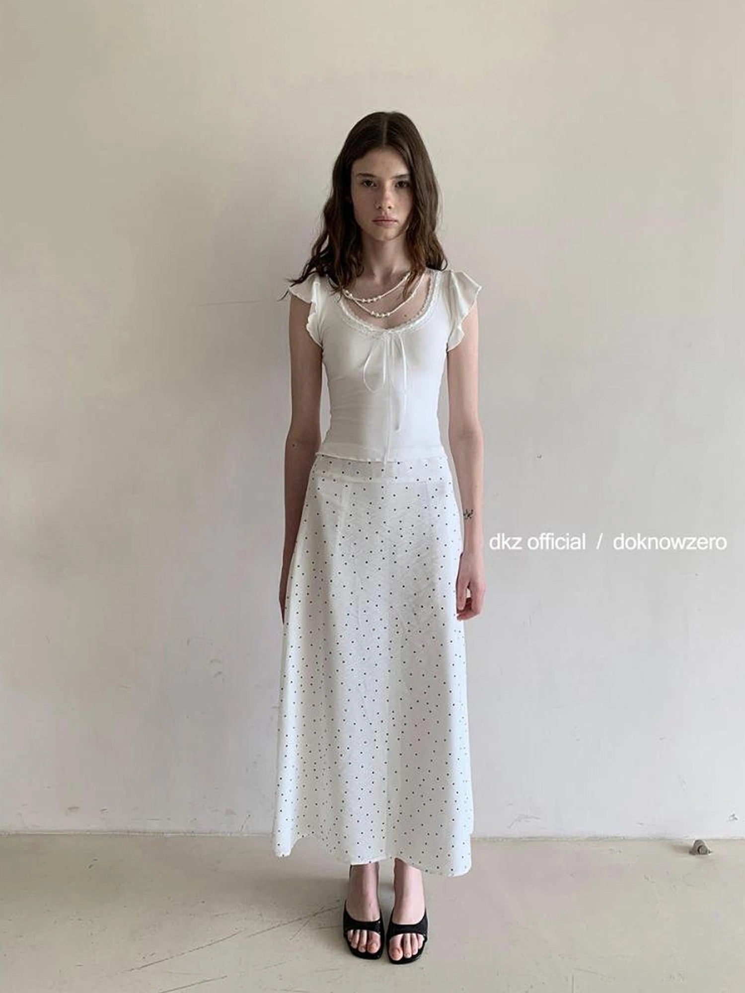 DKZ OFFICIAL Tencel Midi Dot Skirt