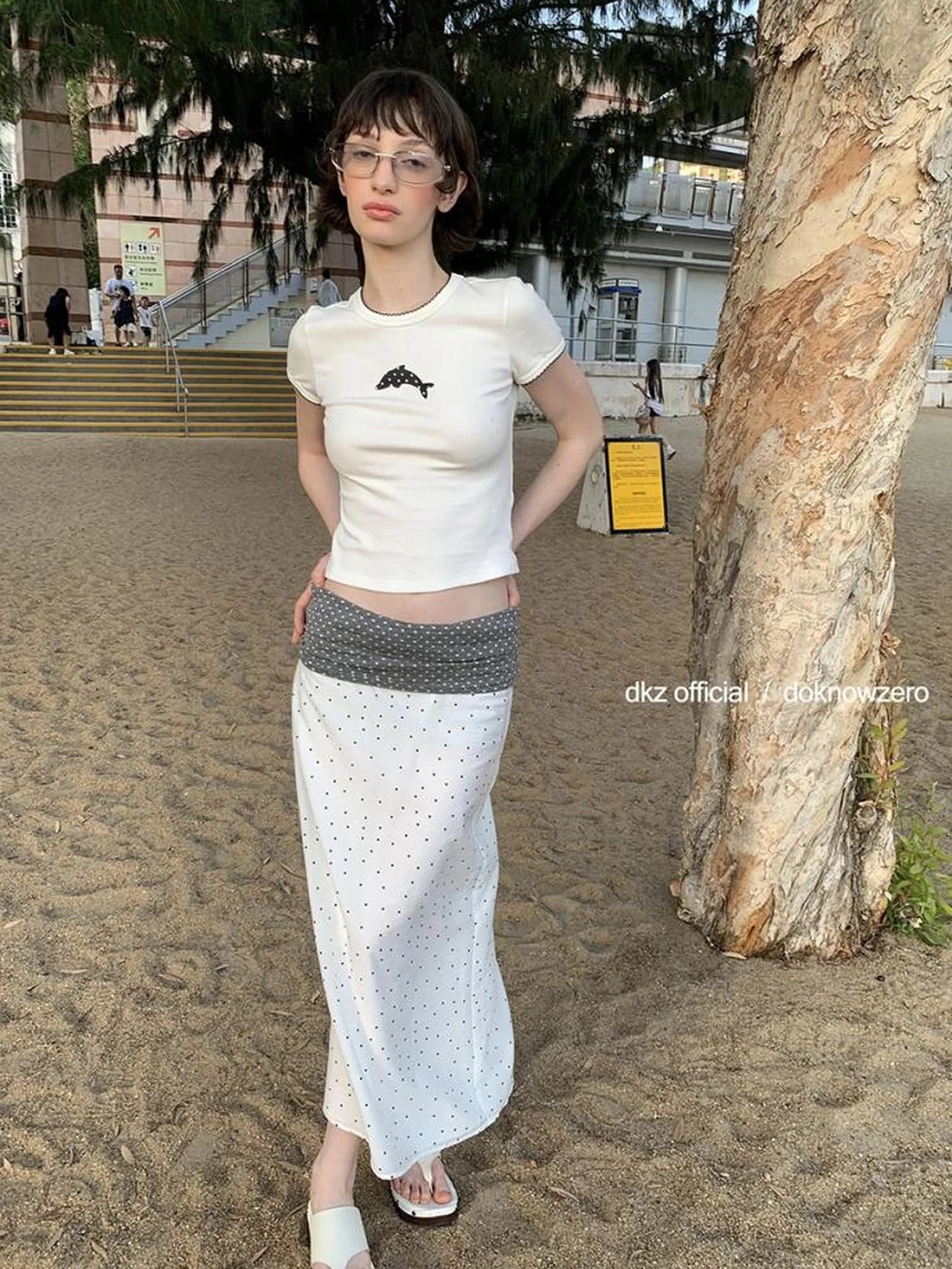 DKZ OFFICIAL Tencel Midi Dot Skirt