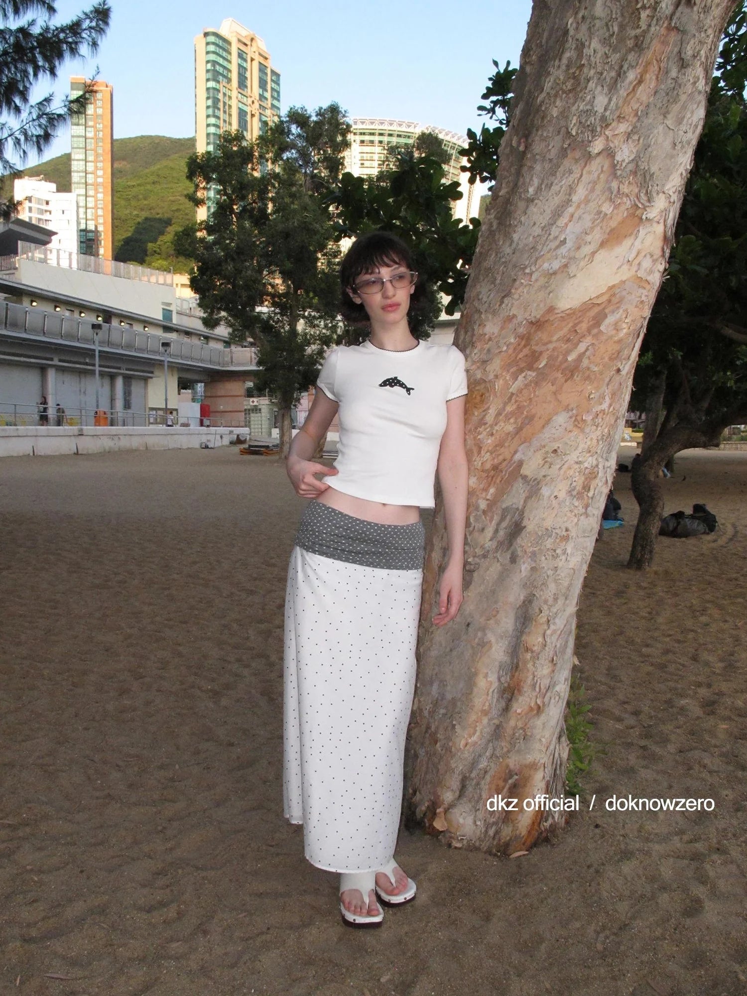 DKZ OFFICIAL Tencel Midi Dot Skirt